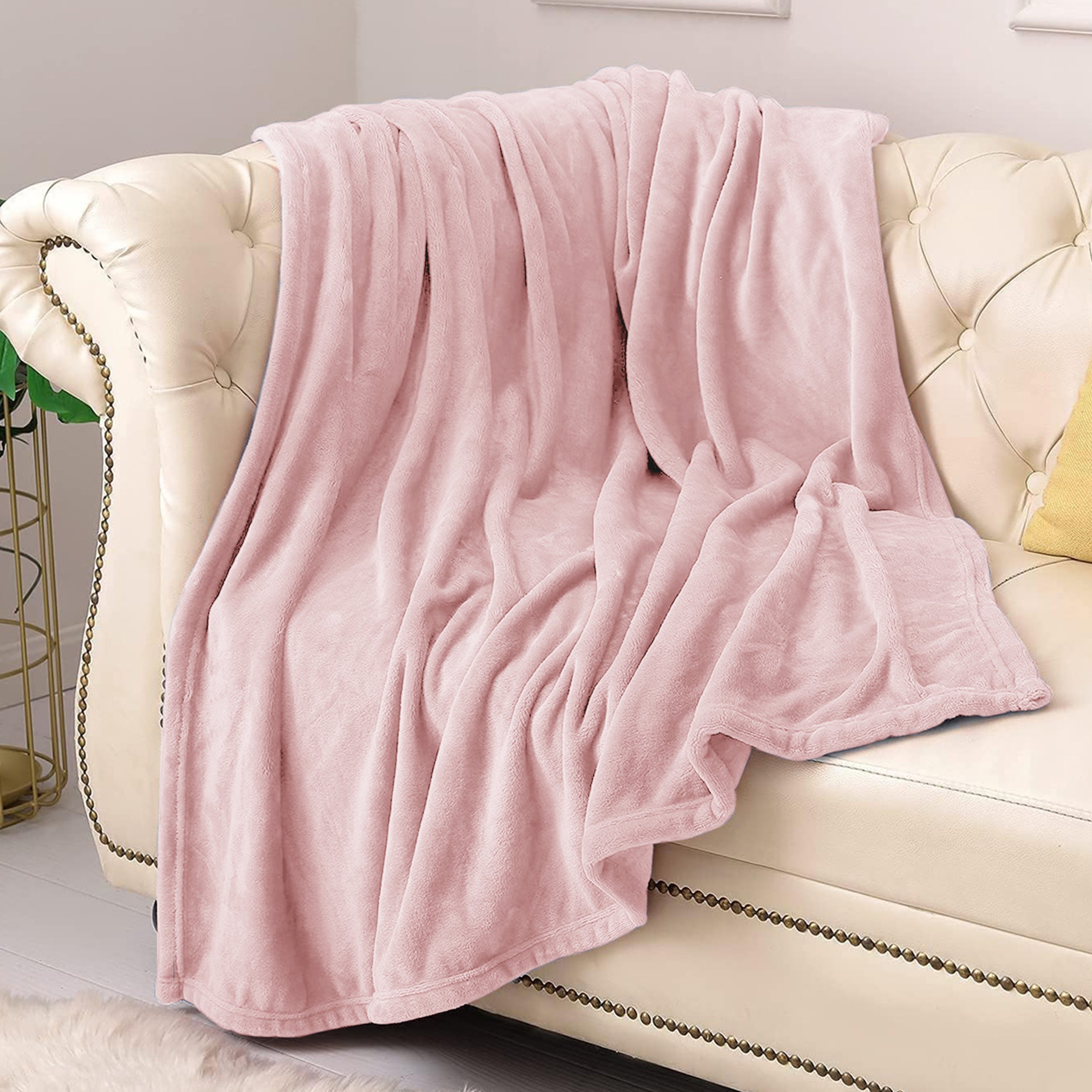 Lightweight Reversible Faux Fur Throw Fleece Blanket For Sofa & Bed