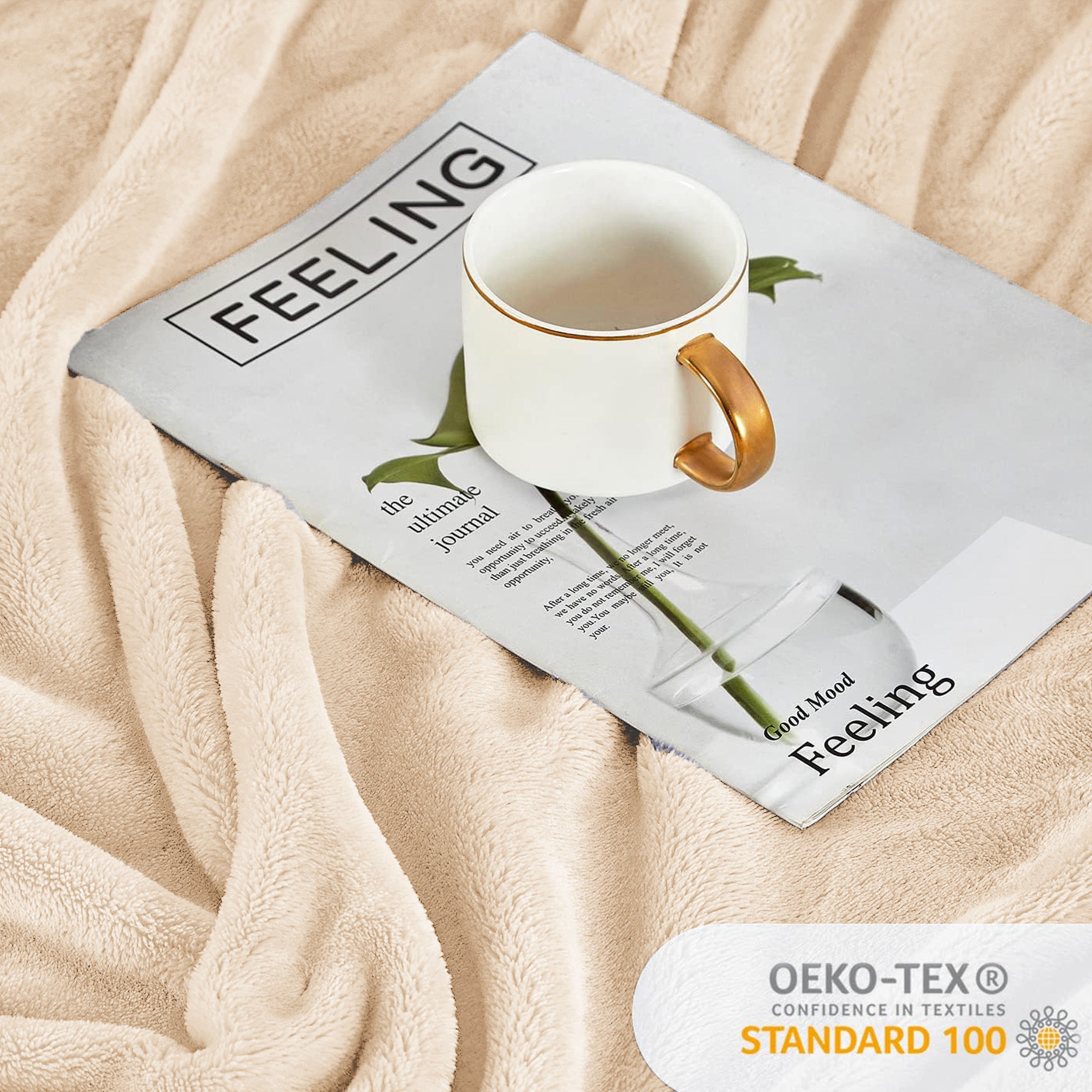 Lightweight Reversible Faux Fur Throw Fleece Blanket For Sofa & Bed