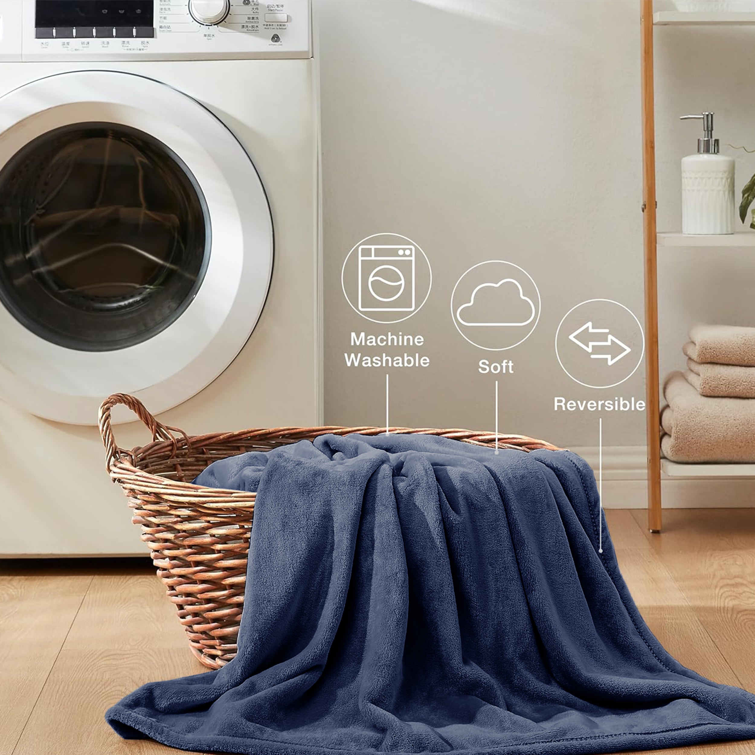 Lightweight Reversible Faux Fur Throw Fleece Blanket For Sofa & Bed