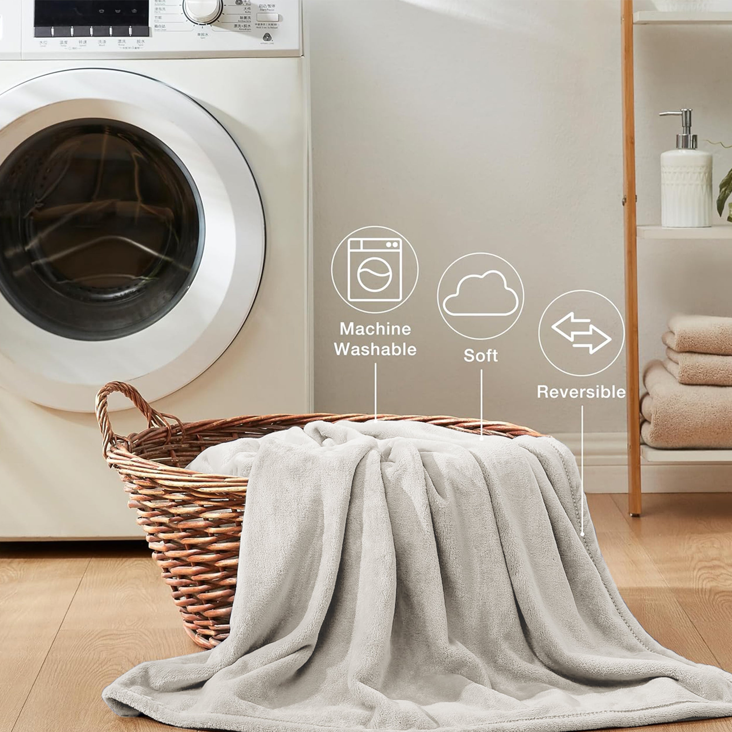 Lightweight Reversible Faux Fur Throw Fleece Blanket For Sofa & Bed