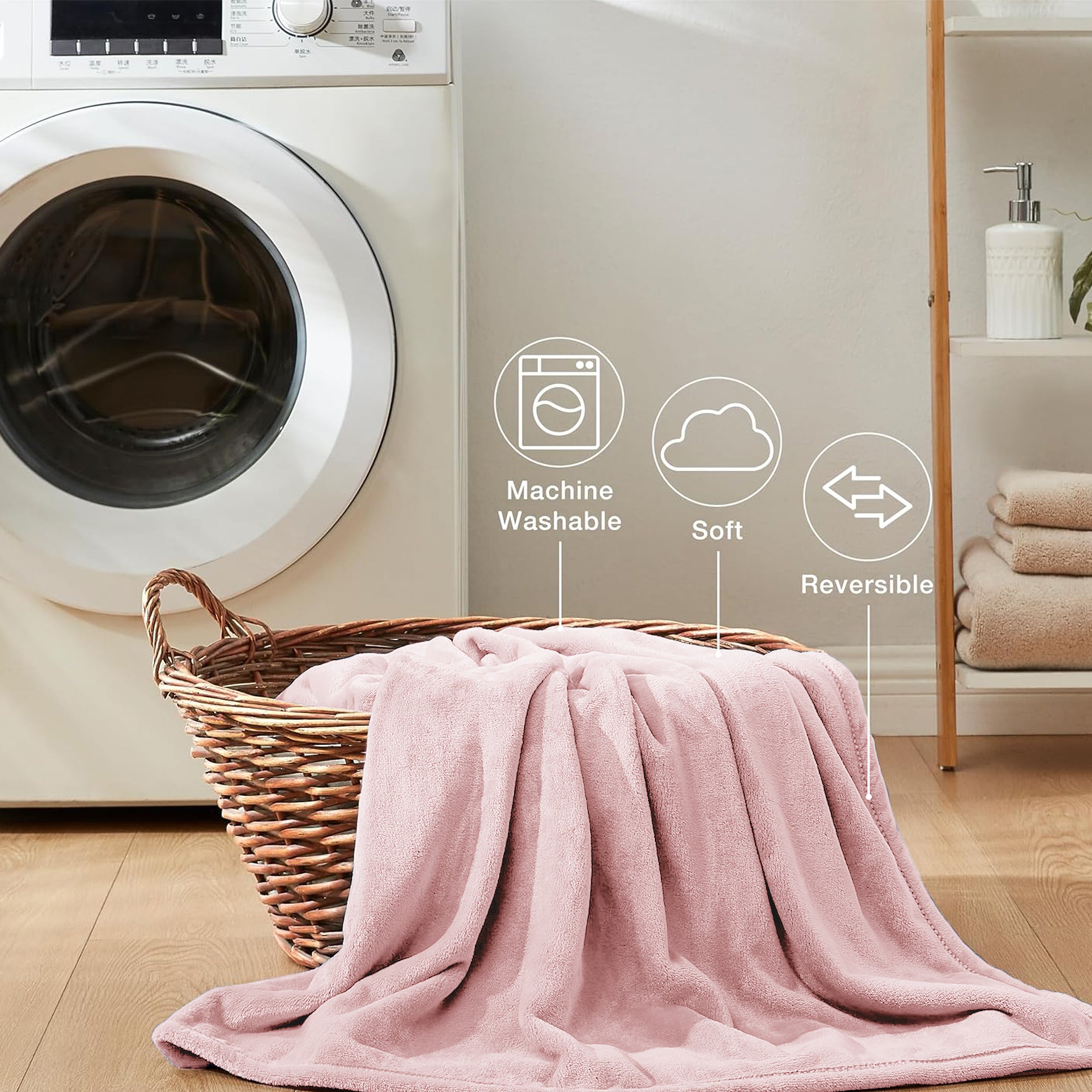 Lightweight Reversible Faux Fur Throw Fleece Blanket For Sofa & Bed