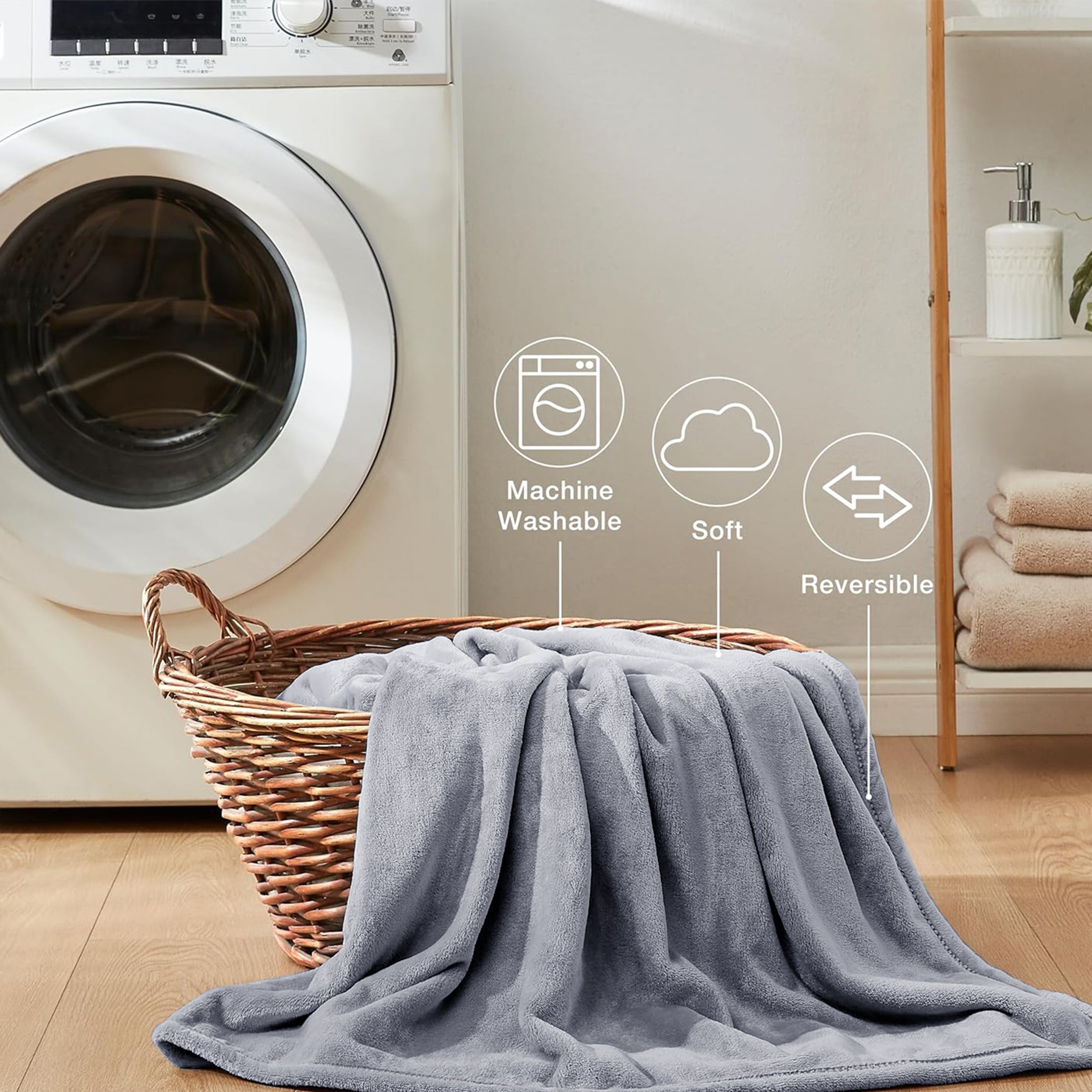 Lightweight Reversible Faux Fur Throw Fleece Blanket For Sofa & Bed