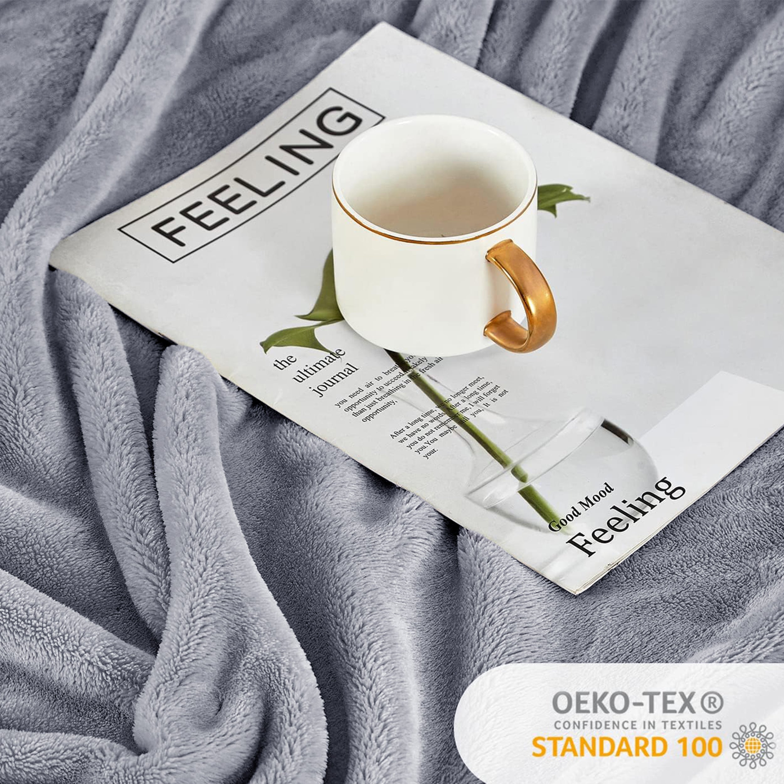Lightweight Reversible Faux Fur Throw Fleece Blanket For Sofa & Bed