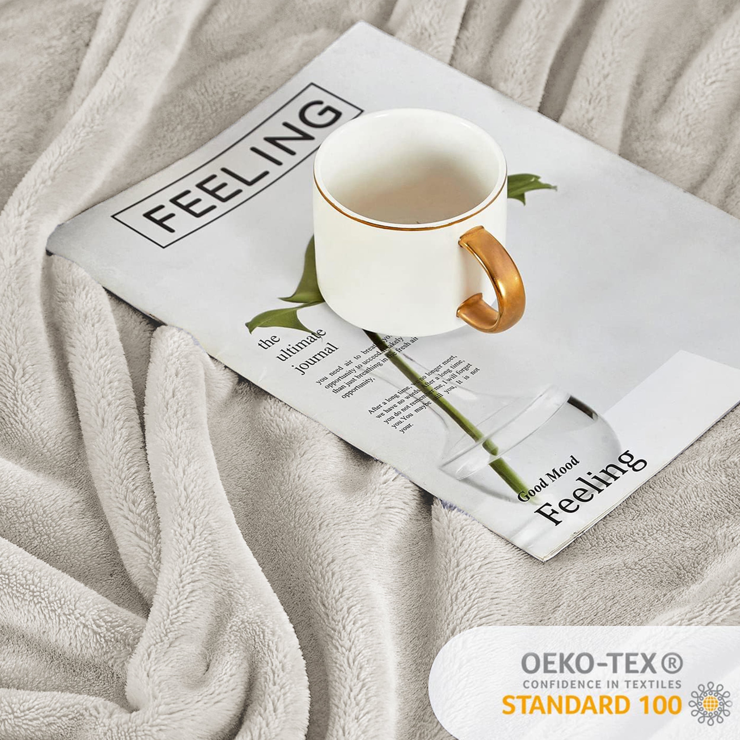 Lightweight Reversible Faux Fur Throw Fleece Blanket For Sofa & Bed