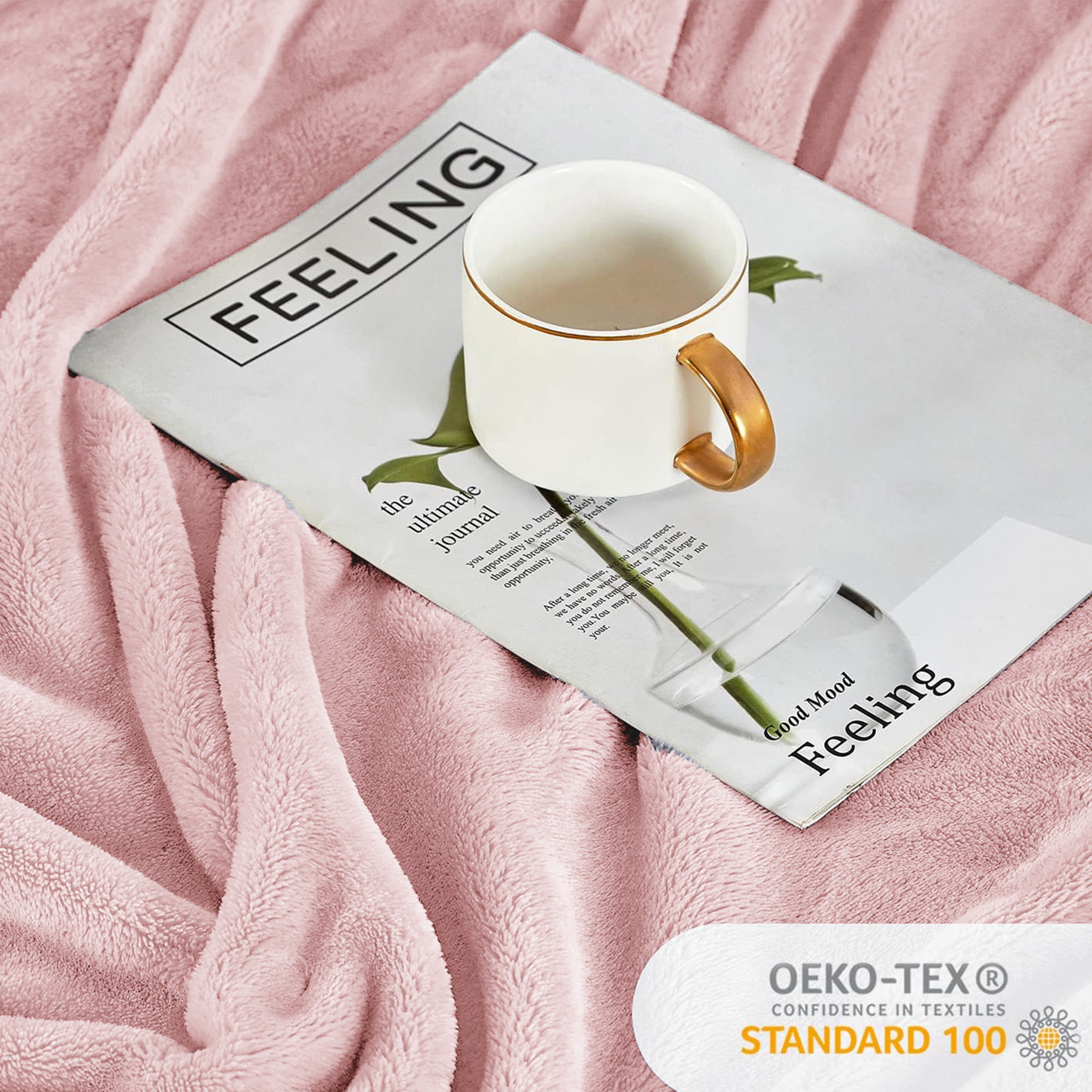 Lightweight Reversible Faux Fur Throw Fleece Blanket For Sofa & Bed
