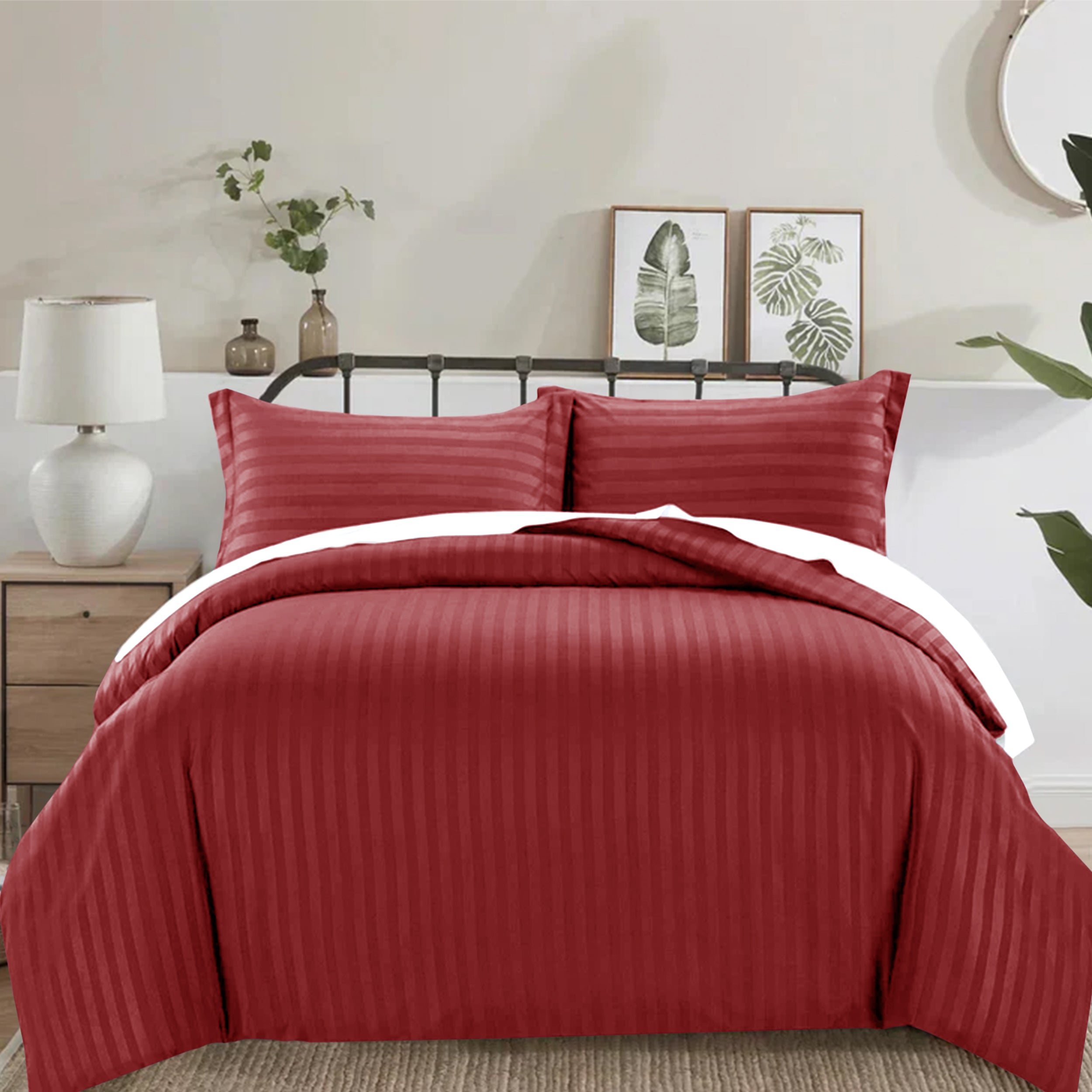 Hypoallergenic Satin Stripes Quilt Duvet Cover Set