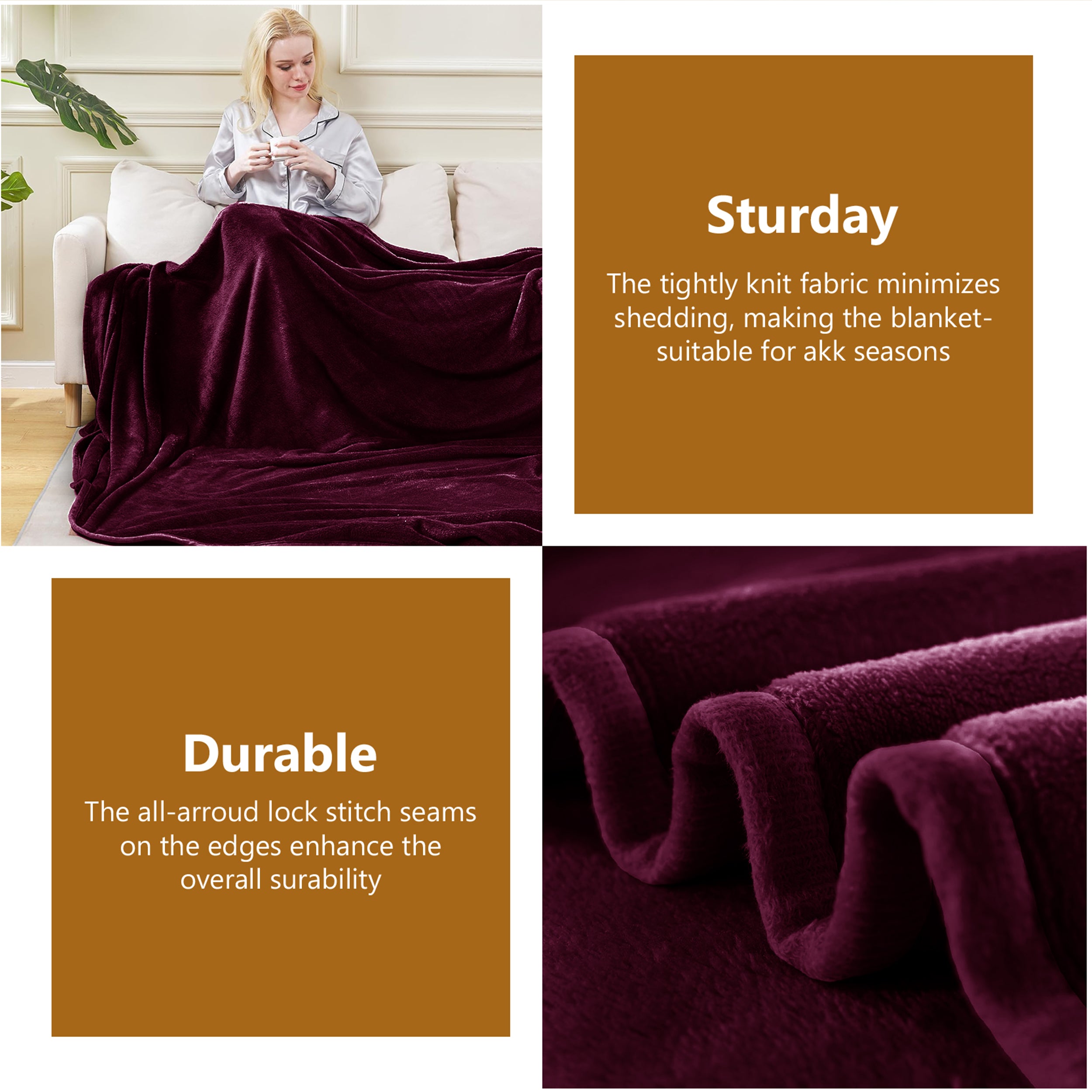 Lightweight Super Soft 450 GSM Fluffy Mink Throw Blanket