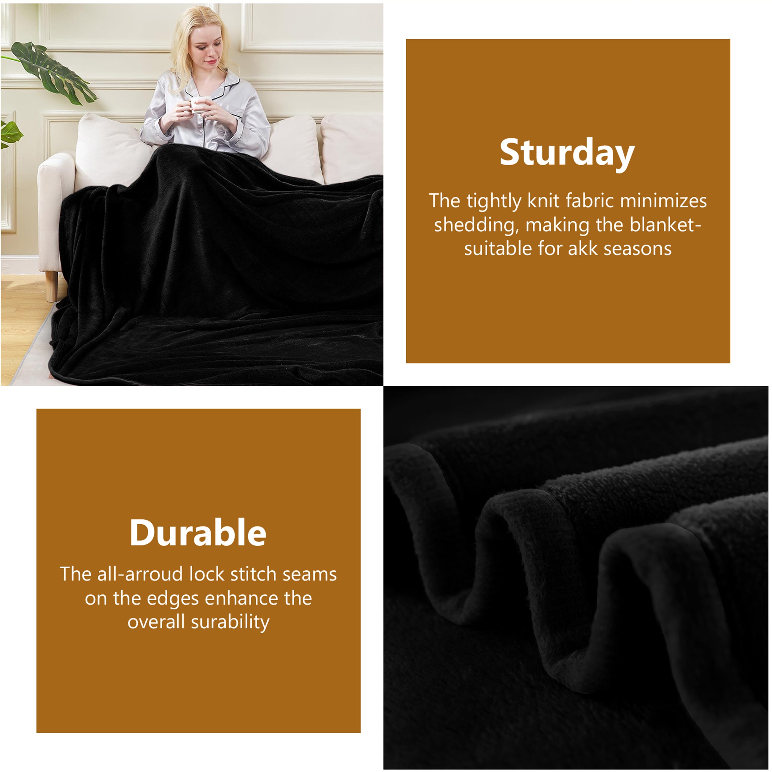 Lightweight Super Soft 450 GSM Fluffy Mink Throw Blanket