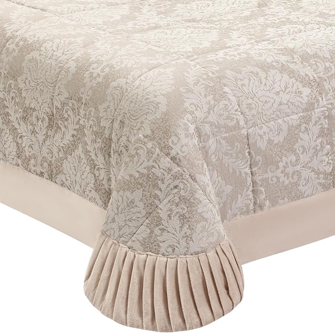 Charm Damask Pattern Velvet Jacquard Quilted Bedspread Comforter with Pillow Case