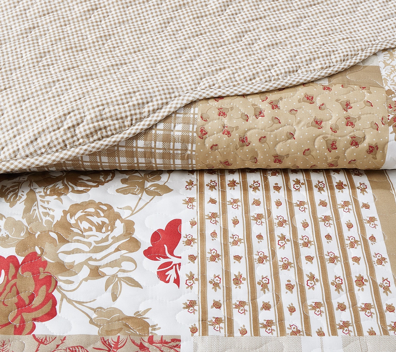 Luxury Quilted Patchwork Embroidered Bedspread Comforter with Pillow Case