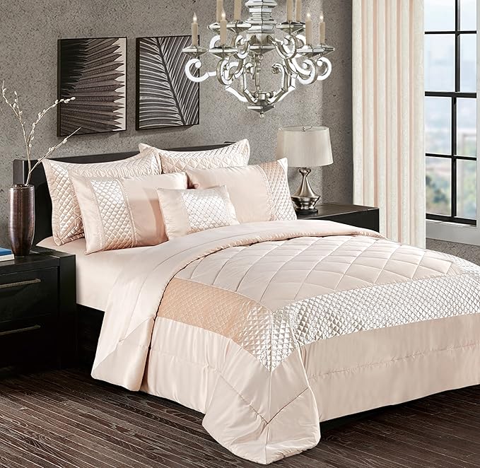 Atlanta Quilted Satin Sequence Design Bedspread Comforter with Pillow Case
