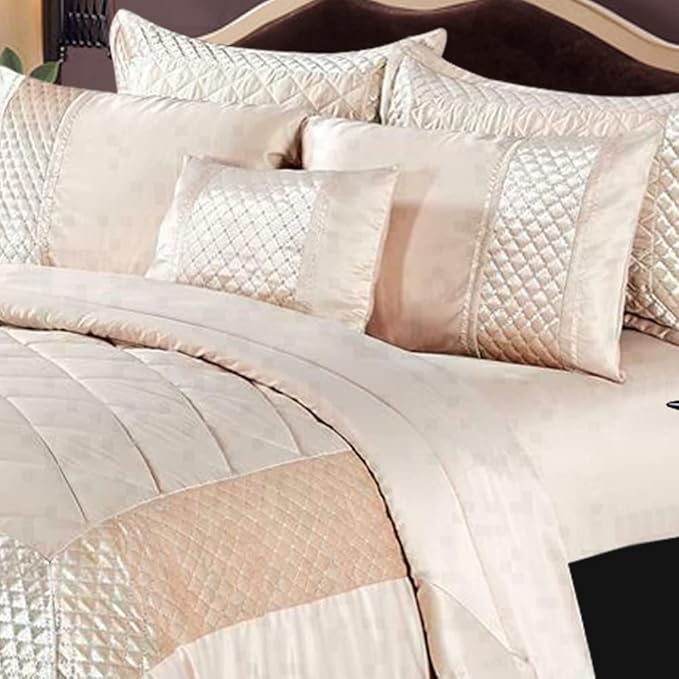 Atlanta Quilted Satin Sequence Design Bedspread Comforter with Pillow Case