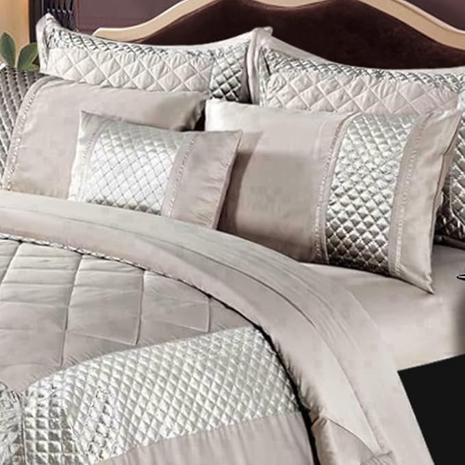 Atlanta Quilted Satin Sequence Design Bedspread Comforter with Pillow Case