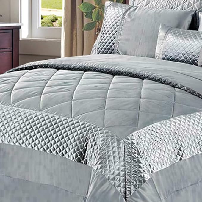 Atlanta Quilted Satin Sequence Design Bedspread Comforter with Pillow Case
