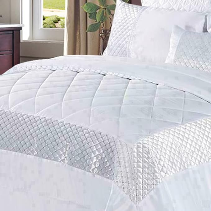 Atlanta Quilted Satin Sequence Design Bedspread Comforter with Pillow Case