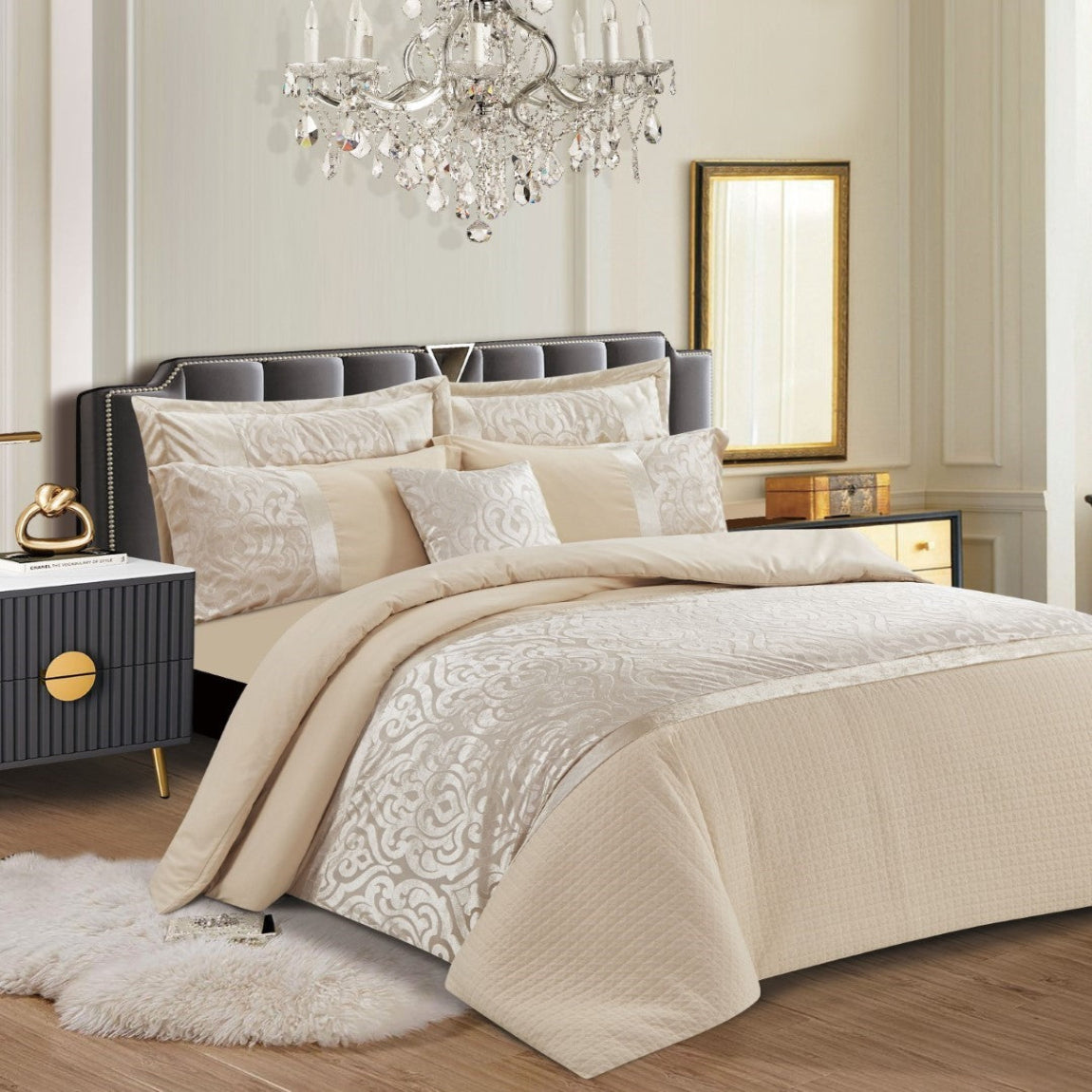 Soft Jacquard Velvet Infinity Duvet Cover Set