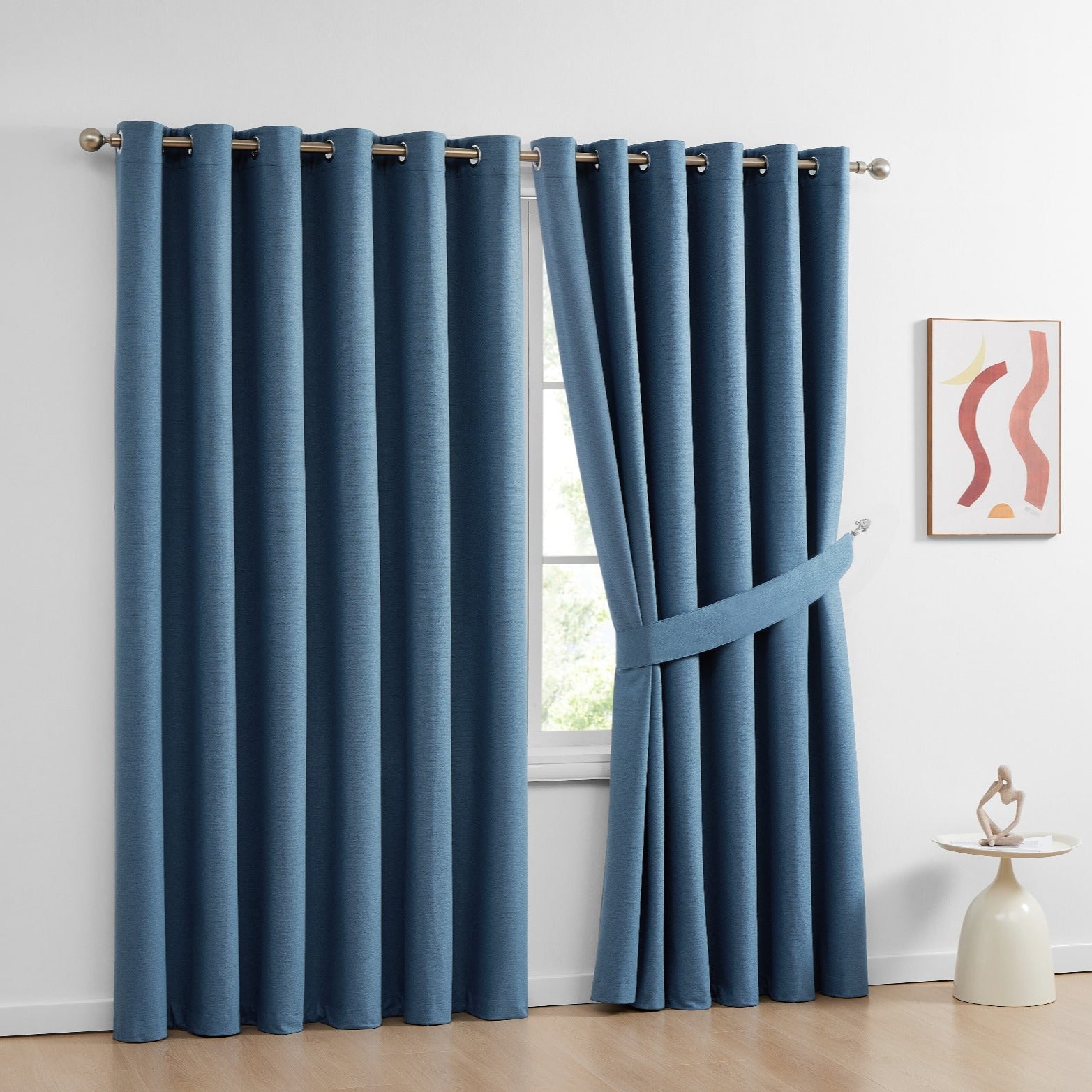 Thermal Insulated Heavy Eyelet Ring Top Blackout Living Room Curtains