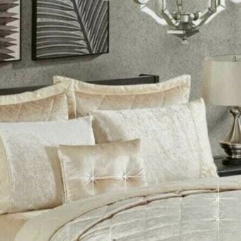 Santiago Crushed Velvet Quilted Bedspread Comforter with Pillow Case