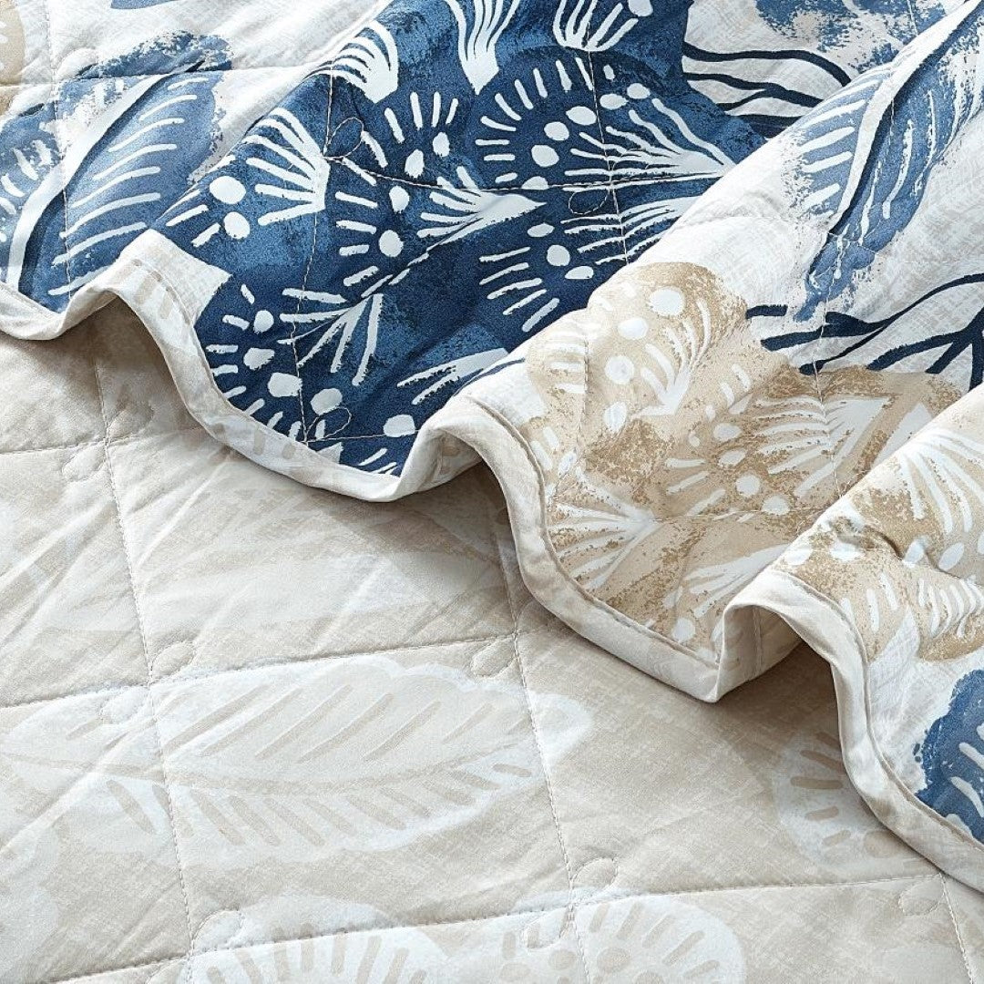 Printed Embroidered Quilted Bedspread Comforter with Pillow Case