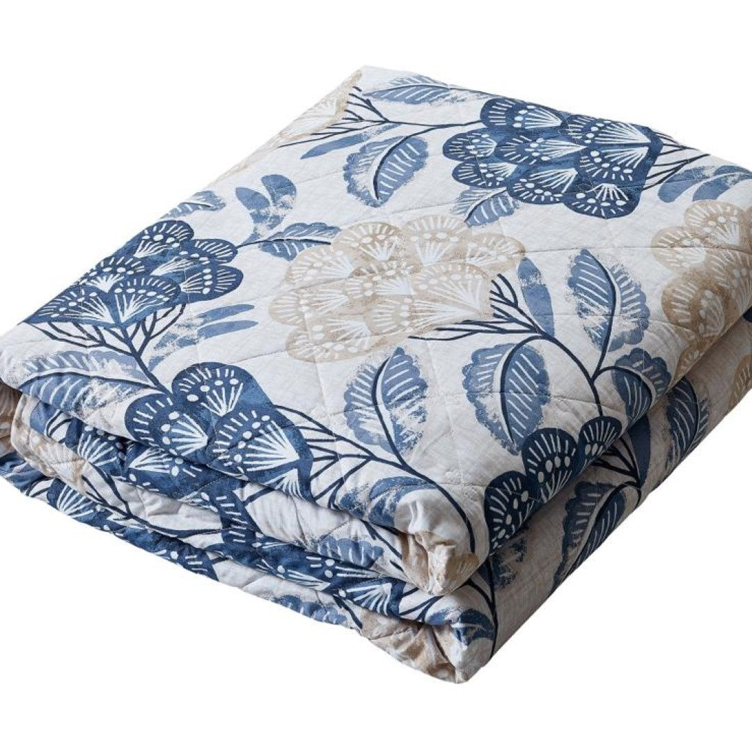 Printed Embroidered Quilted Bedspread Comforter with Pillow Case