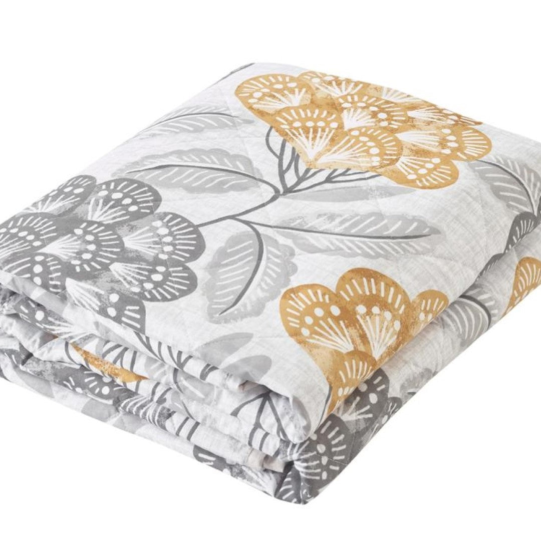 Printed Embroidered Quilted Bedspread Comforter with Pillow Case