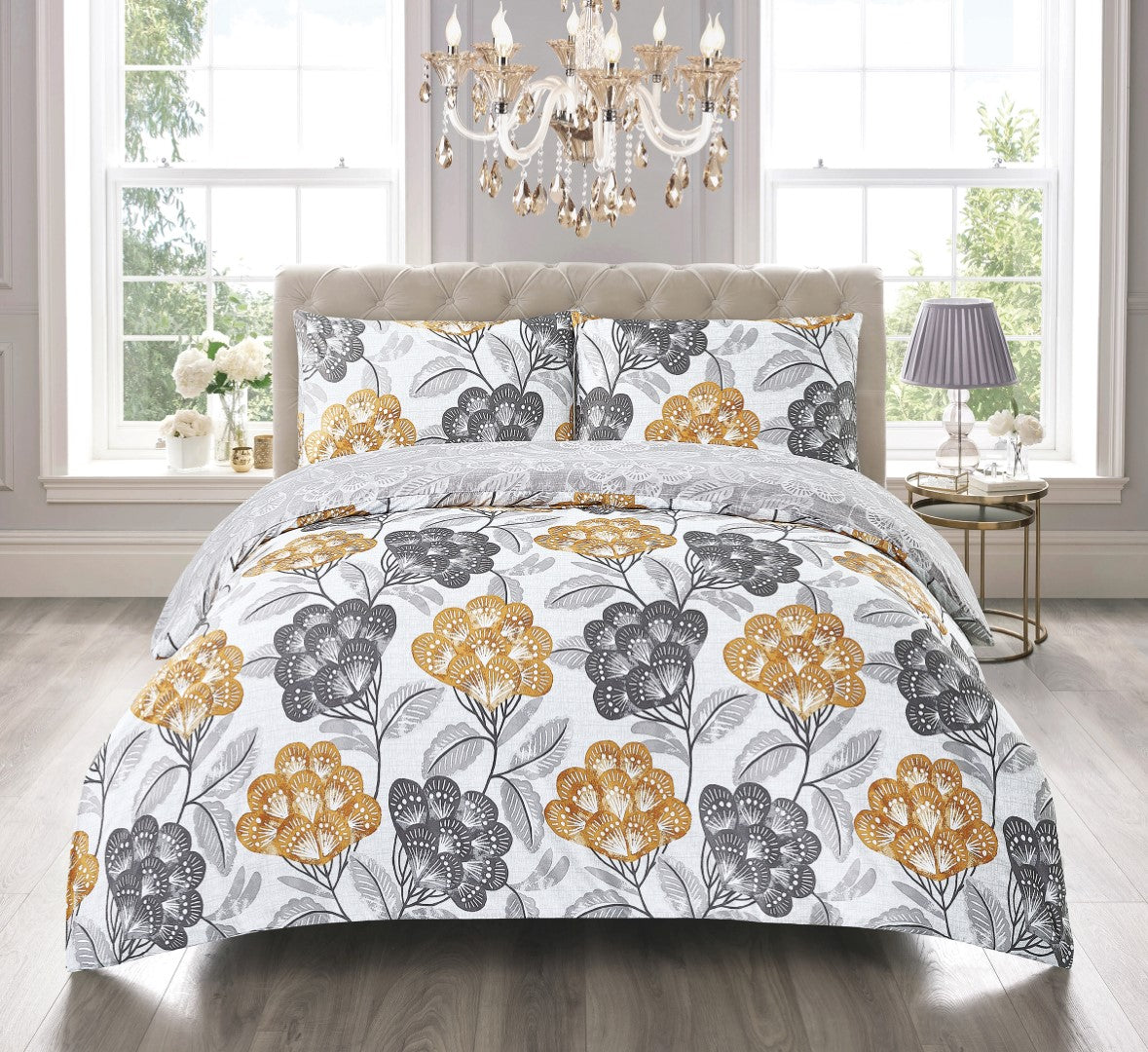 Breathable Microfibre Quilt Duvet Cover Set With Fitted Sheet