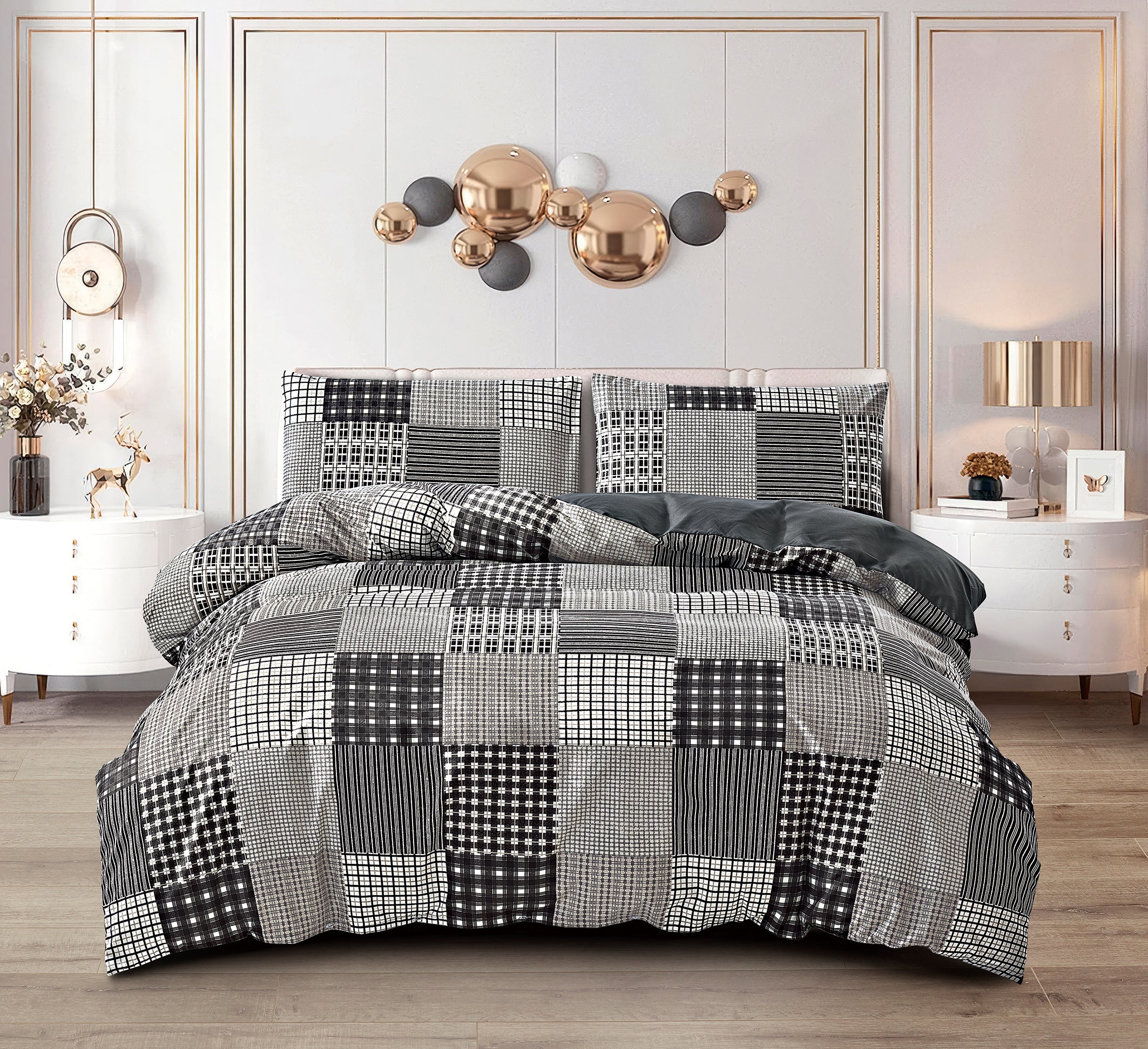 Breathable Microfibre Quilt Duvet Cover Set With Fitted Sheet