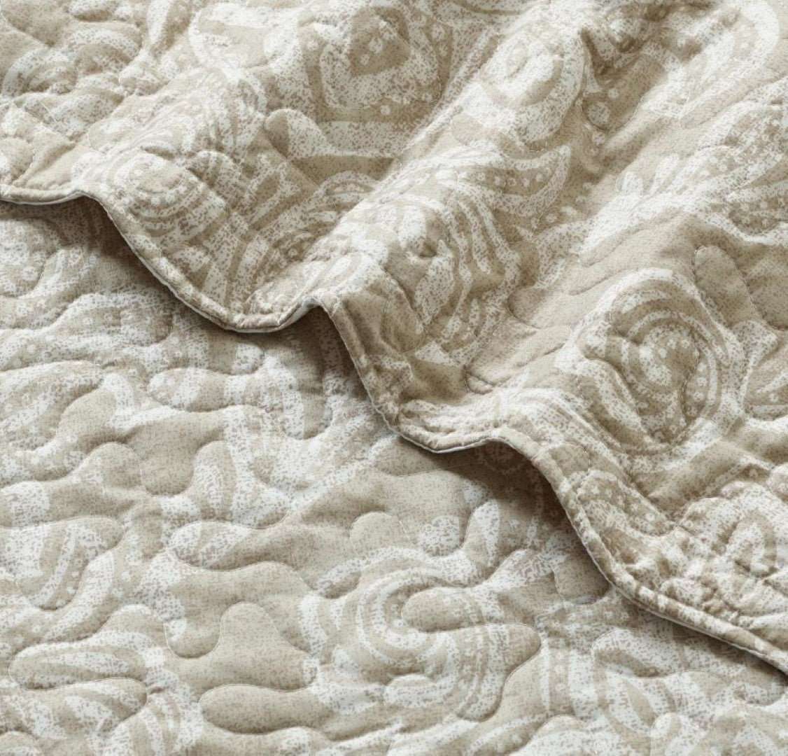 Printed Embroidered Quilted Bedspread Comforter with Pillow Case