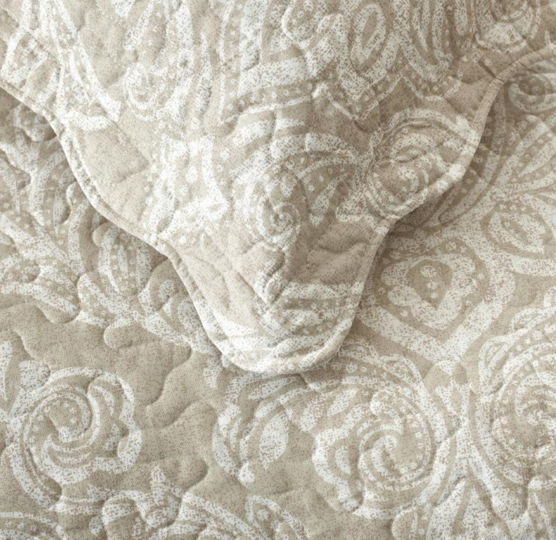 Printed Embroidered Quilted Bedspread Comforter with Pillow Case