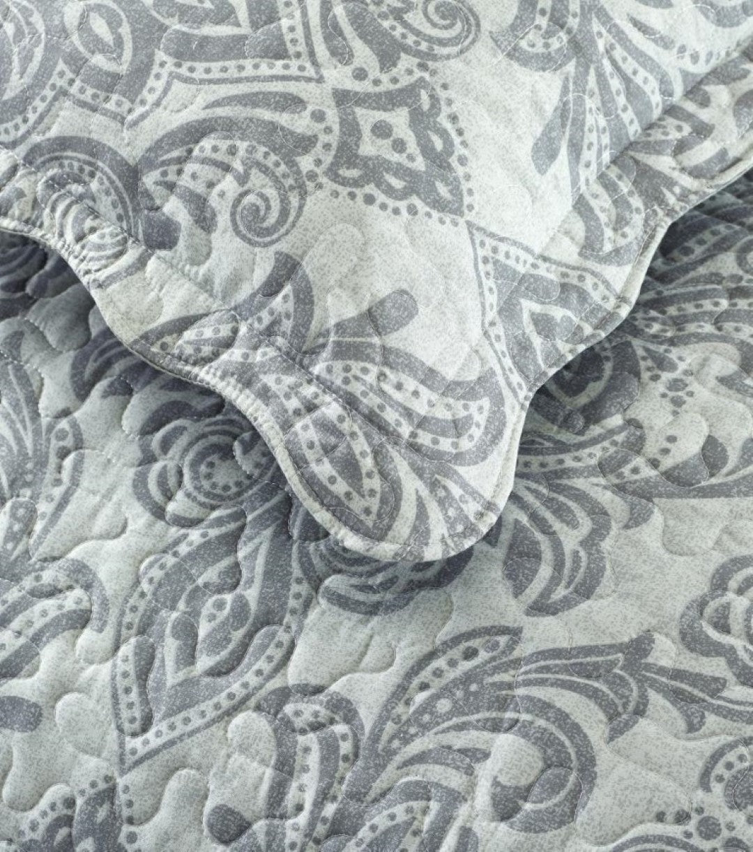 Printed Embroidered Quilted Bedspread Comforter with Pillow Case