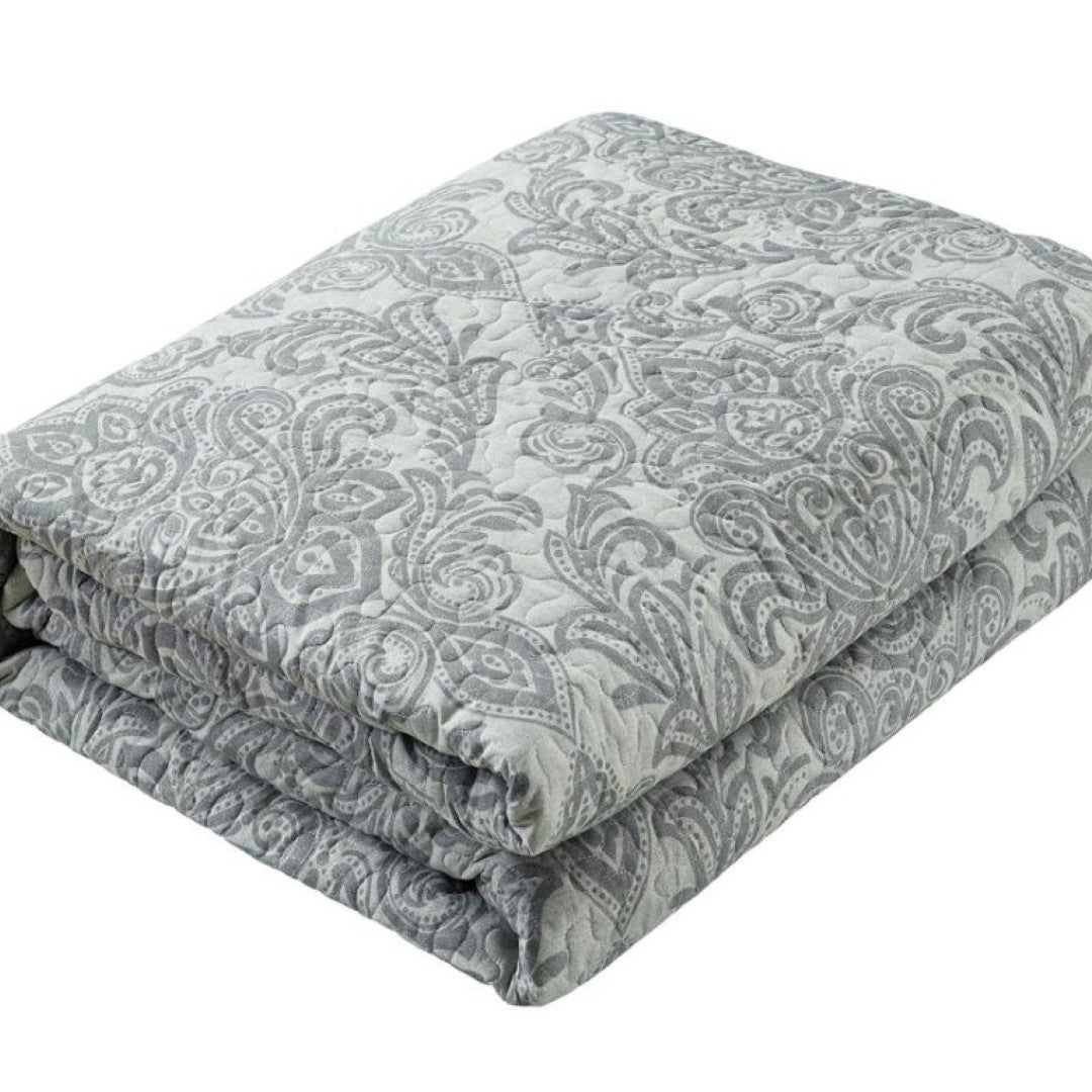 Printed Embroidered Quilted Bedspread Comforter with Pillow Case