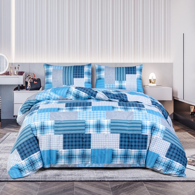 Breathable Microfibre Quilt Duvet Cover Set With Fitted Sheet