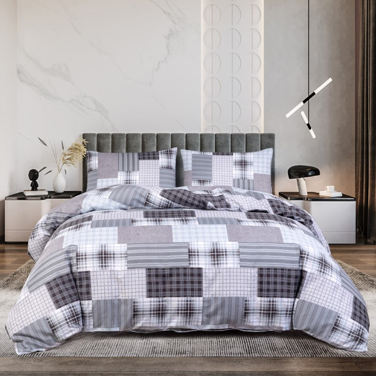 Breathable Microfibre Quilt Duvet Cover Set With Fitted Sheet