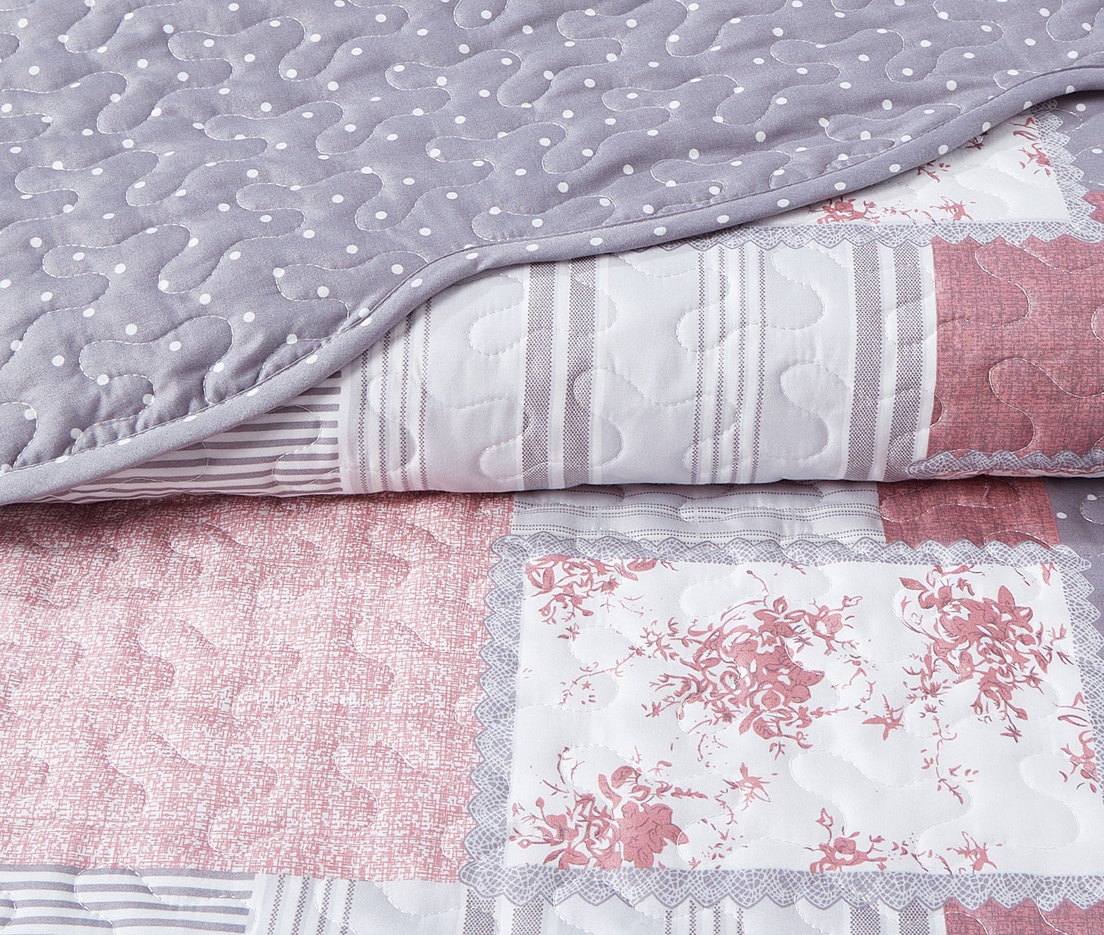 Luxury Quilted Patchwork Embroidered Bedspread Comforter with Pillow Case