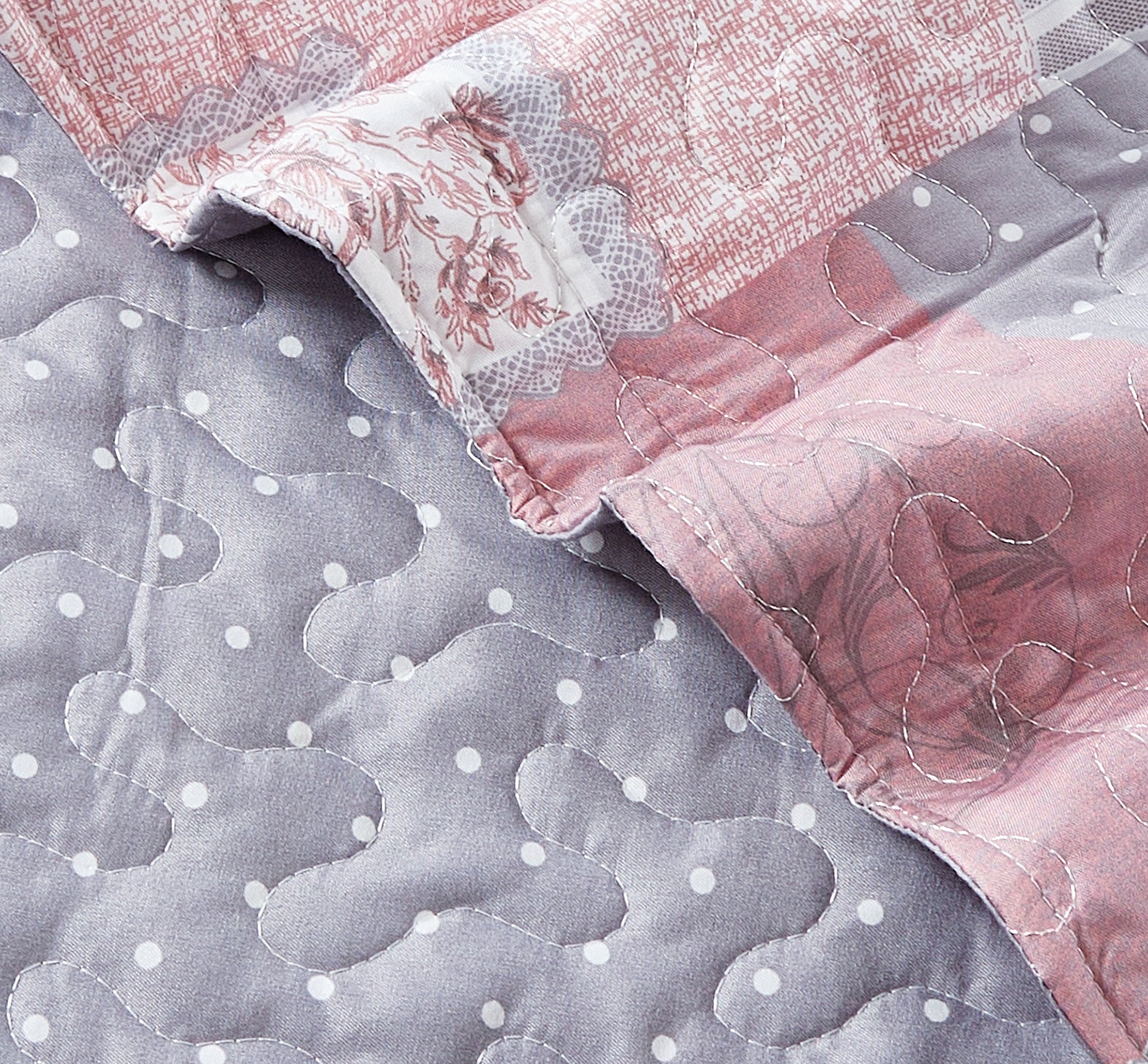 Luxury Quilted Patchwork Embroidered Bedspread Comforter with Pillow Case