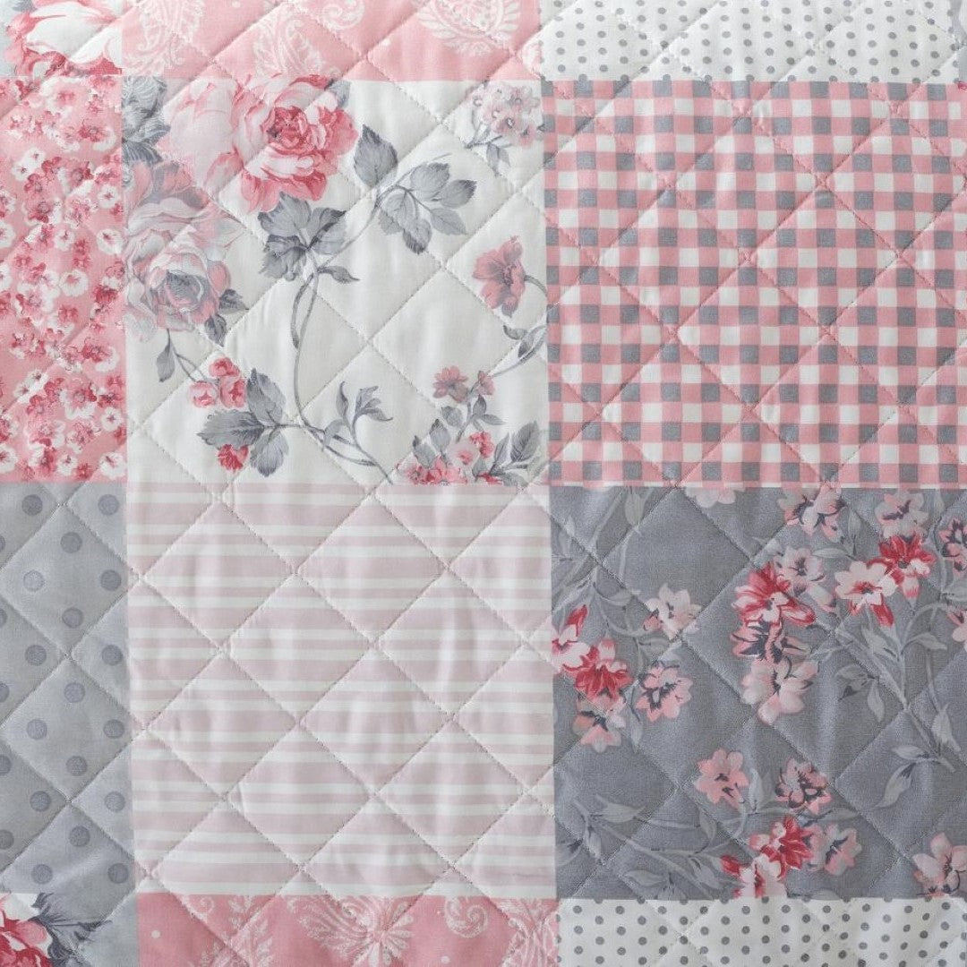 Printed Embroidered Quilted Bedspread Comforter with Pillow Case