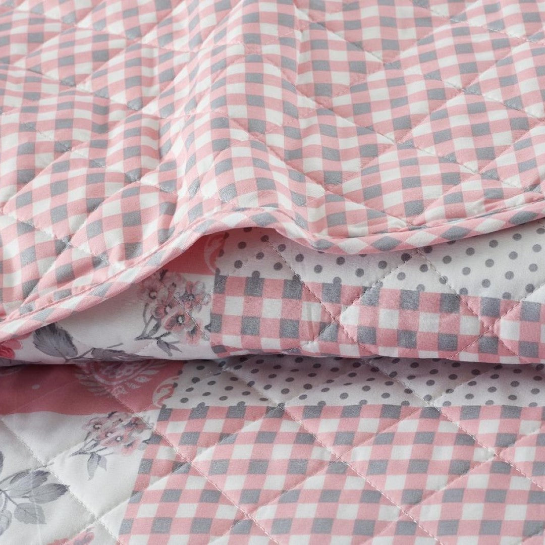 Printed Embroidered Quilted Bedspread Comforter with Pillow Case