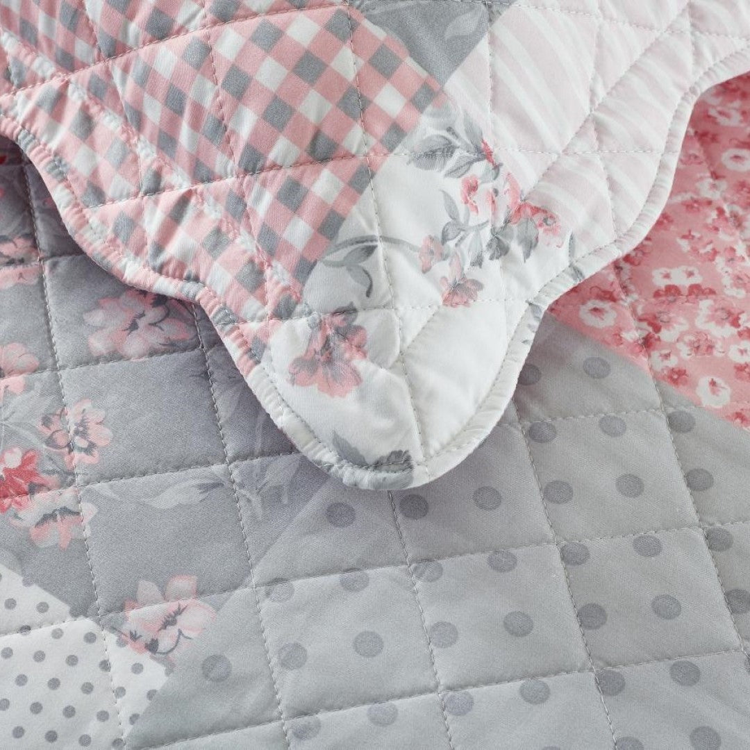 Printed Embroidered Quilted Bedspread Comforter with Pillow Case