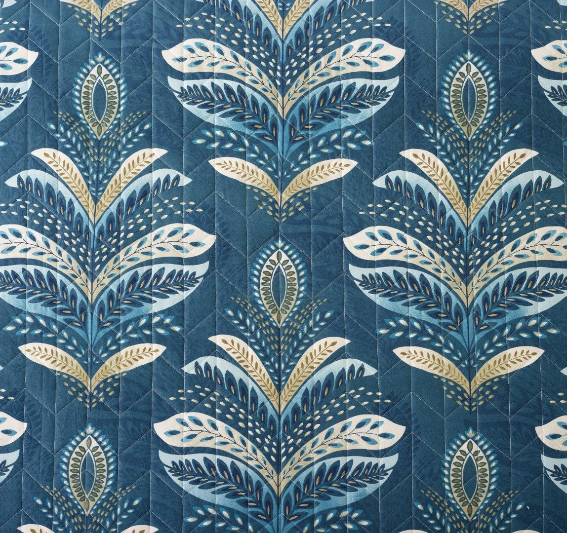 Printed Embroidered Quilted Bedspread Comforter with Pillow Case
