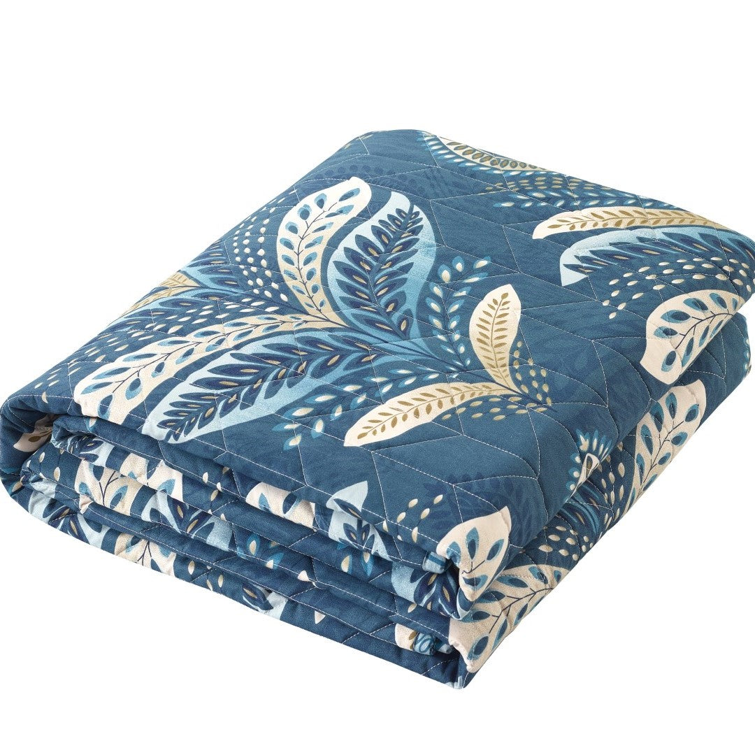 Printed Embroidered Quilted Bedspread Comforter with Pillow Case