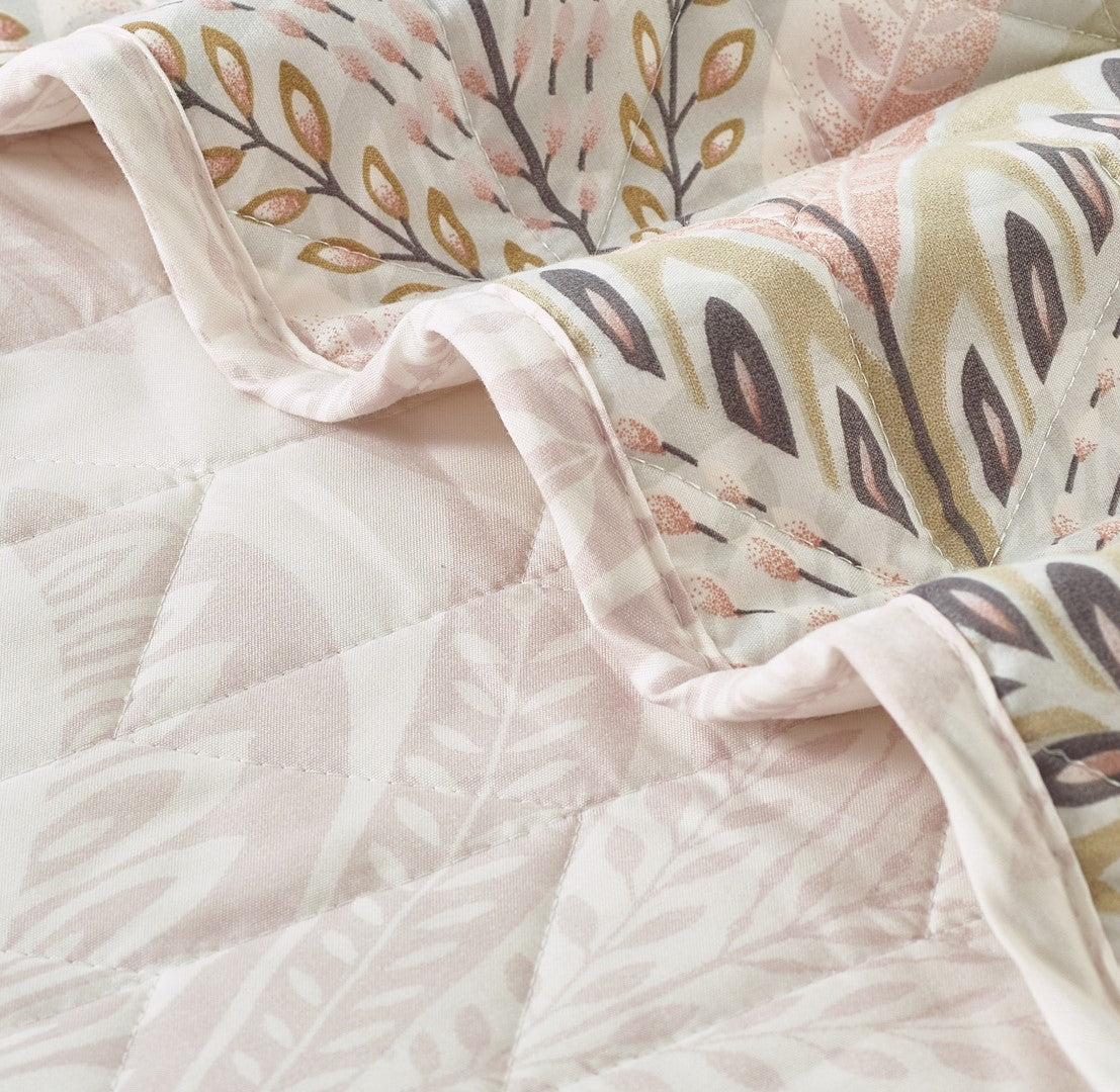 Printed Embroidered Quilted Bedspread Comforter with Pillow Case