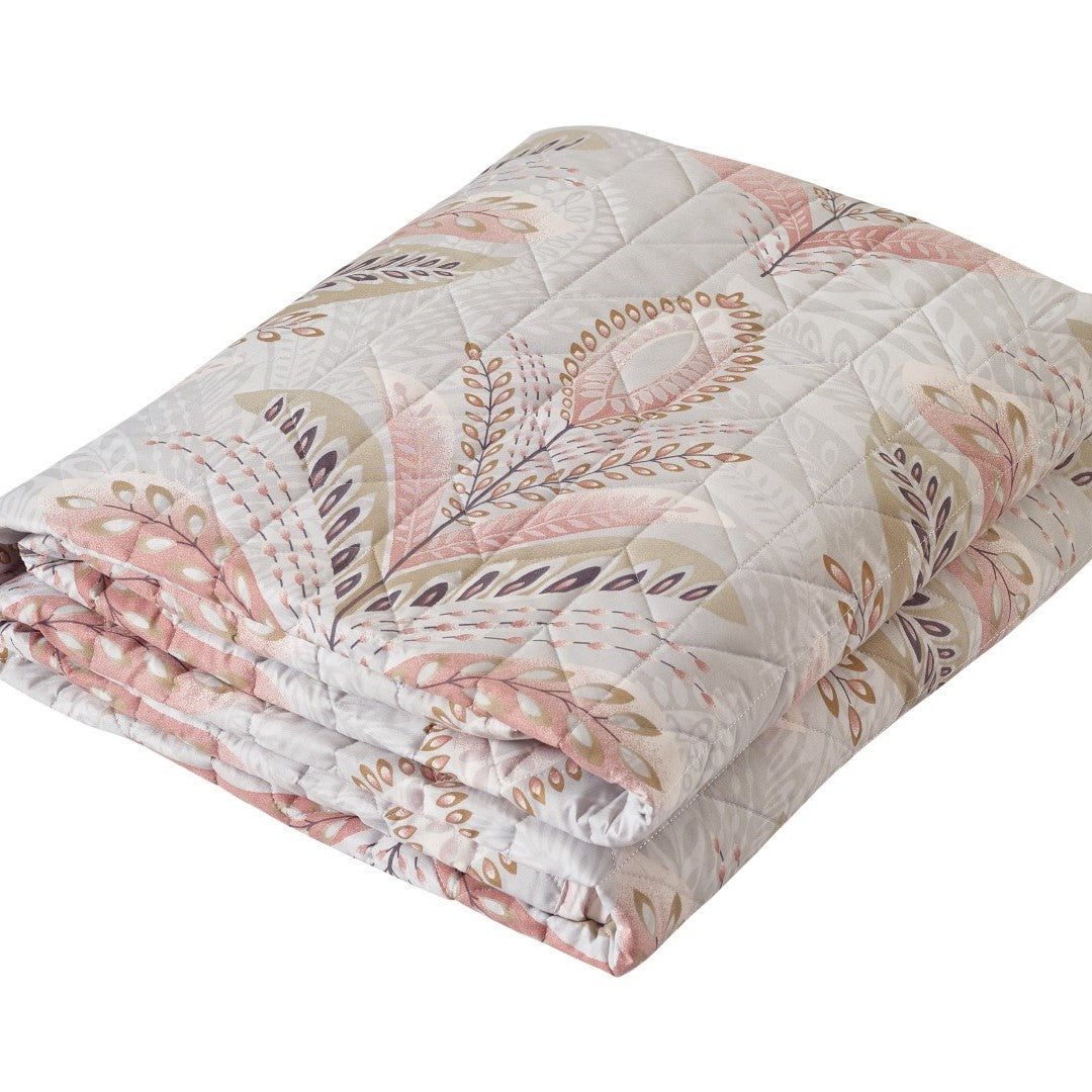 Printed Embroidered Quilted Bedspread Comforter with Pillow Case