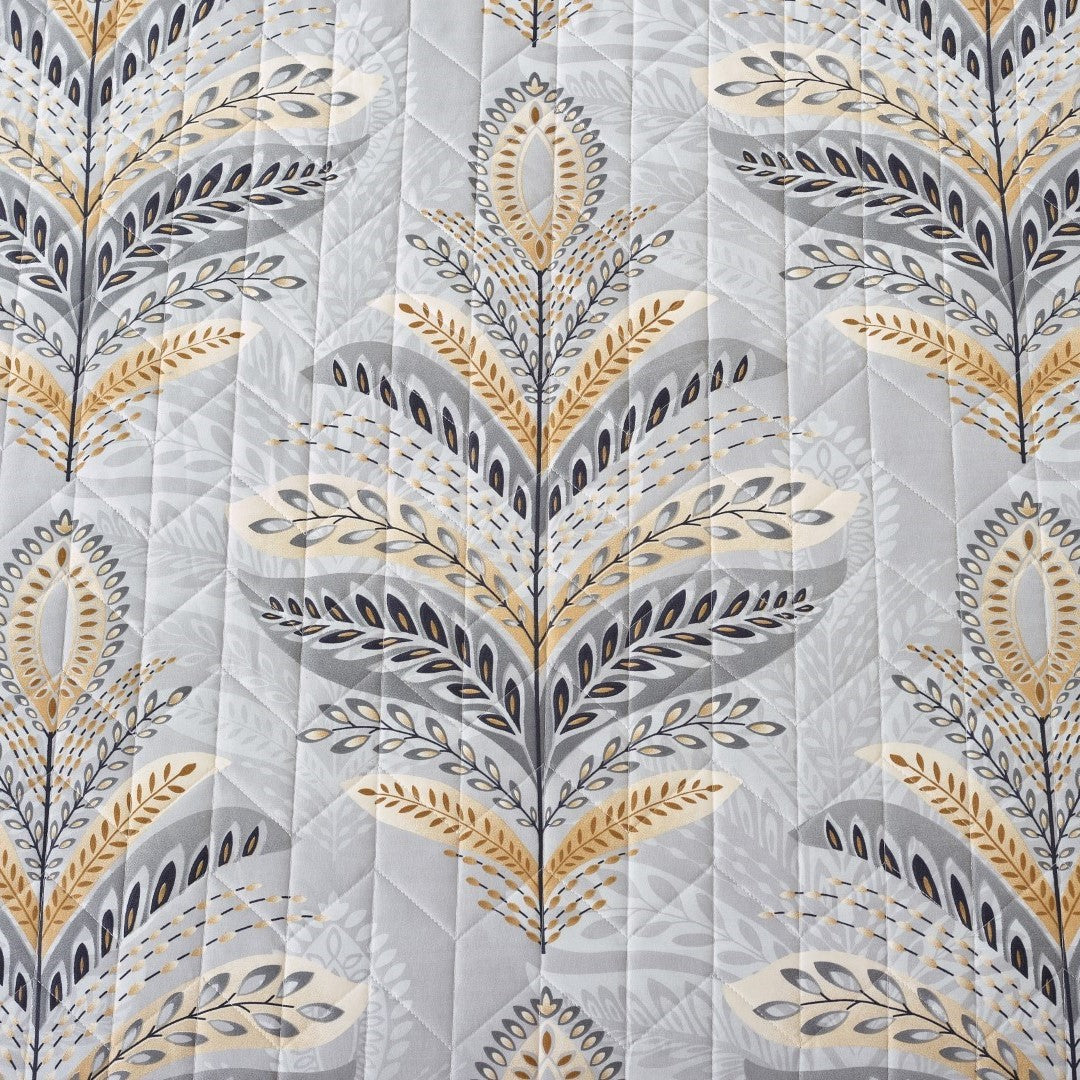 Printed Embroidered Quilted Bedspread Comforter with Pillow Case