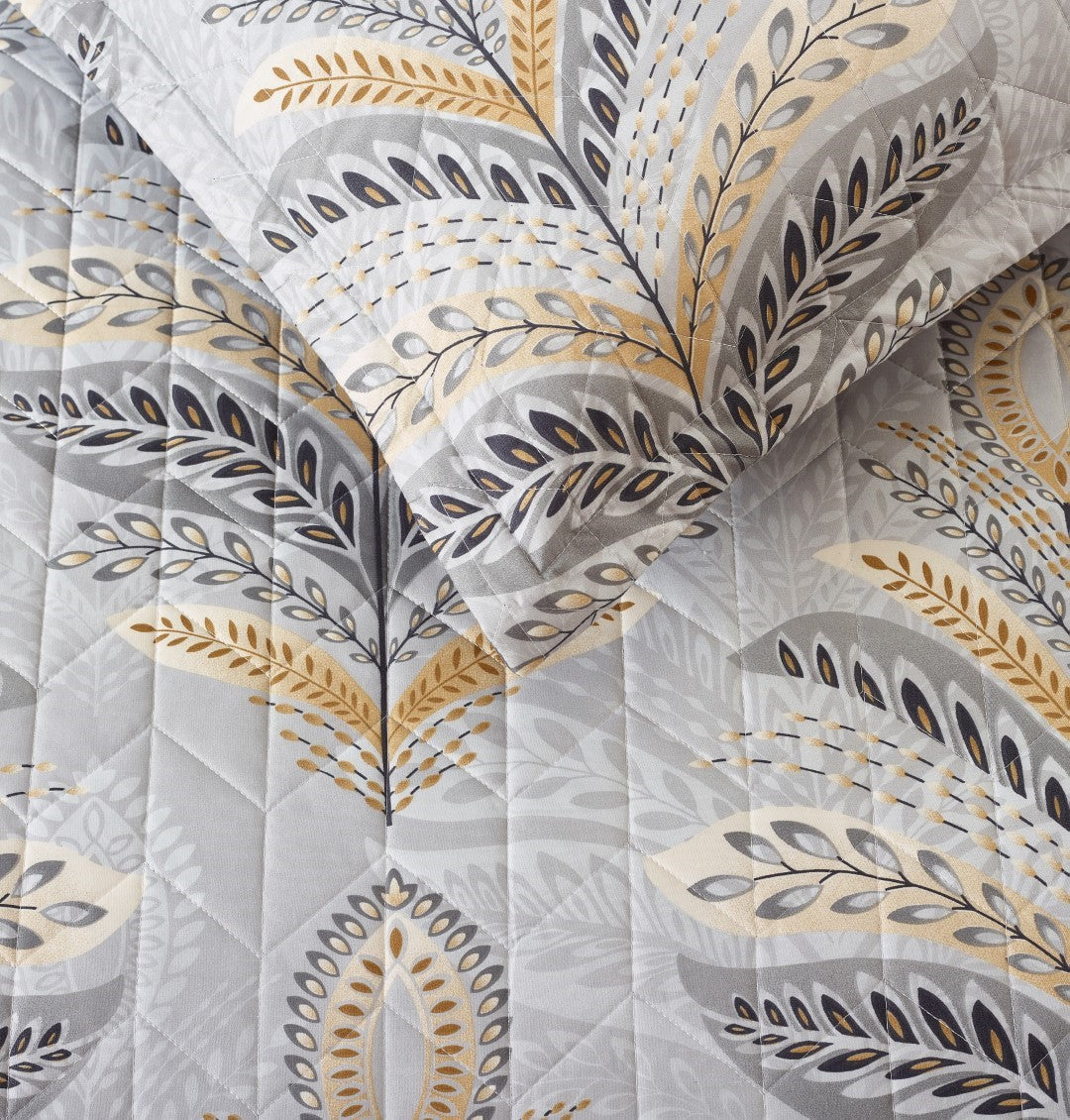 Printed Embroidered Quilted Bedspread Comforter with Pillow Case