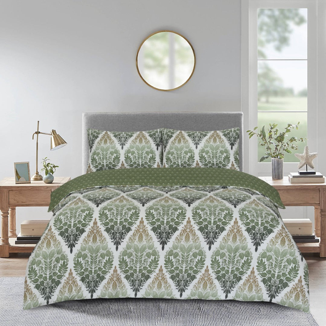 Breathable Cotton Rich Quilt Duvet Cover Set With Fitted Sheet