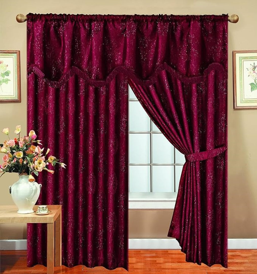 Jacquard Pelmet Fully Lined Heavy Pencil Pleat Malta Window Curtains