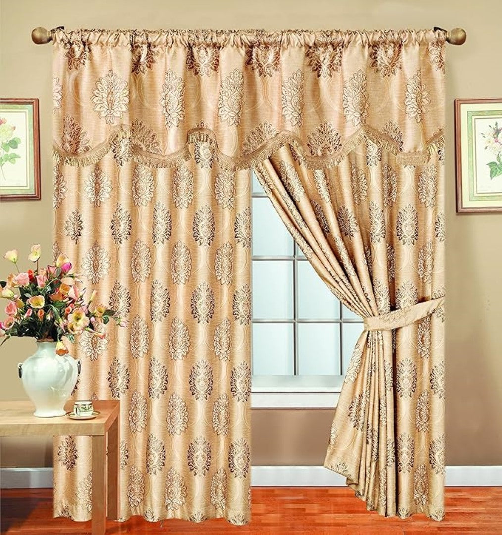 Jacquard Pelmet Fully Lined Heavy Pencil Pleat Malta Window Curtains