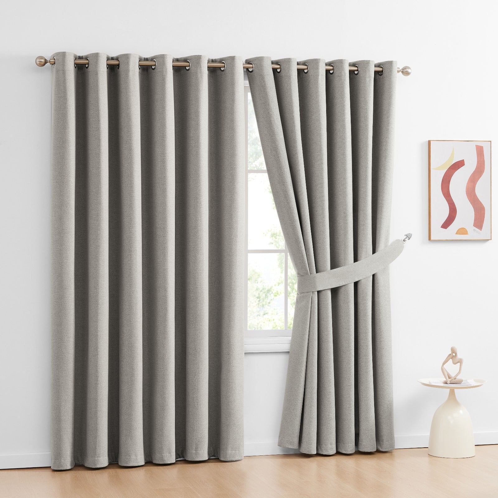 Thermal Insulated Heavy Eyelet Ring Top Blackout Living Room Curtains