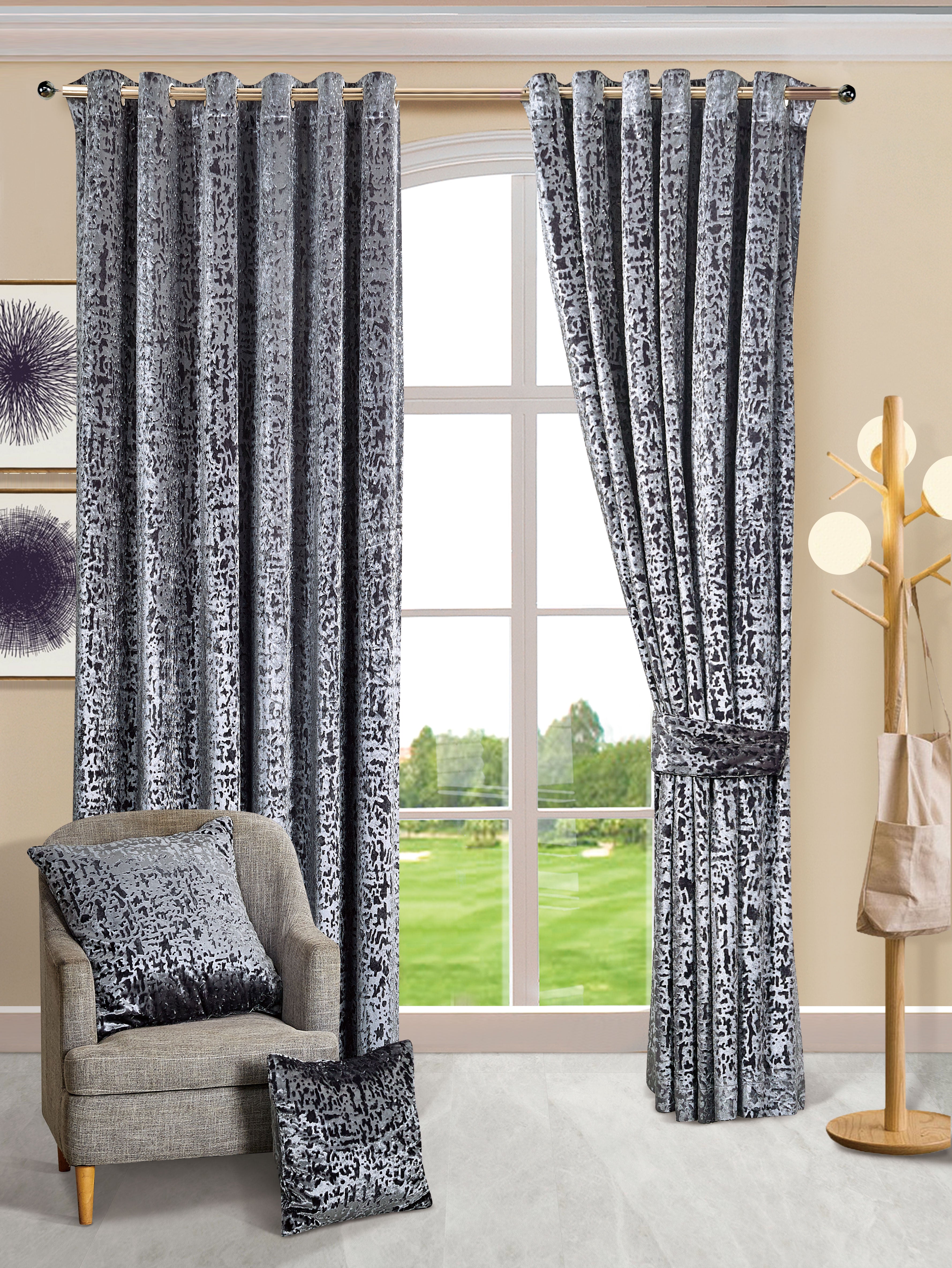 Luxury Ring top Plush Velvet Window Curtains
