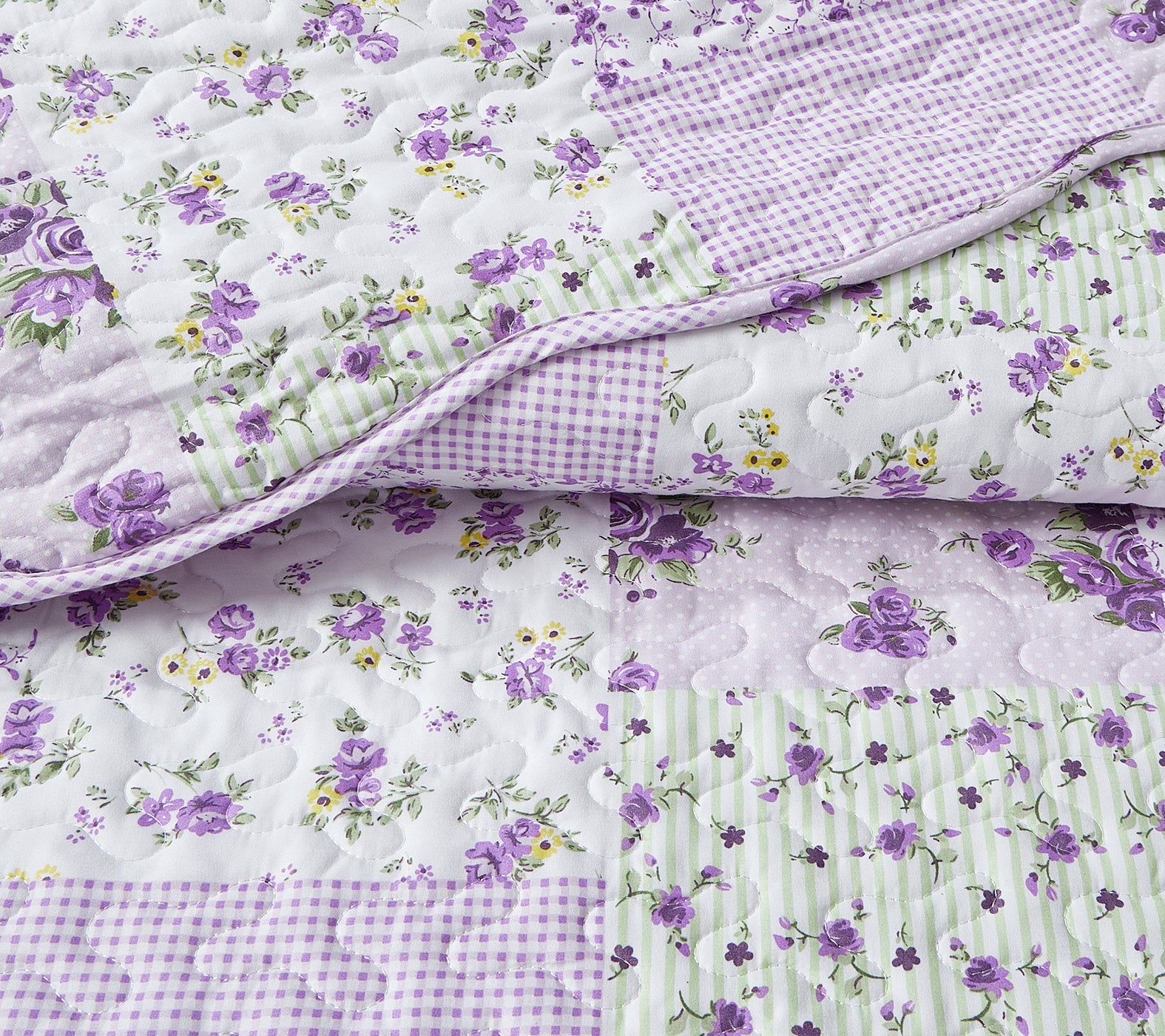 Luxury Quilted Patchwork Embroidered Bedspread Comforter with Pillow Case